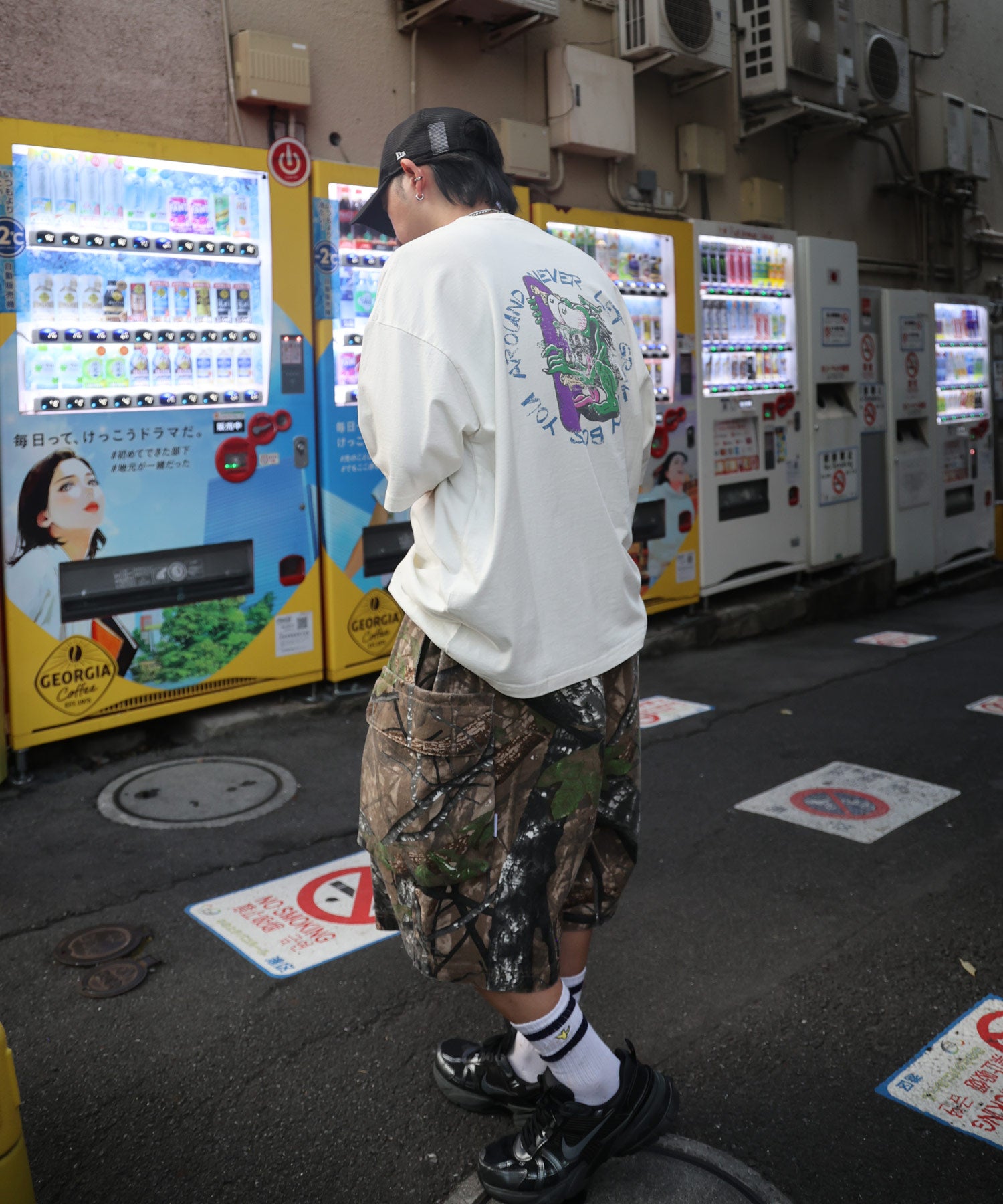 25SS【AIRWALK】ヴィンテージライク モンスターグラフィック ボックスシルエット半袖Tシャツ