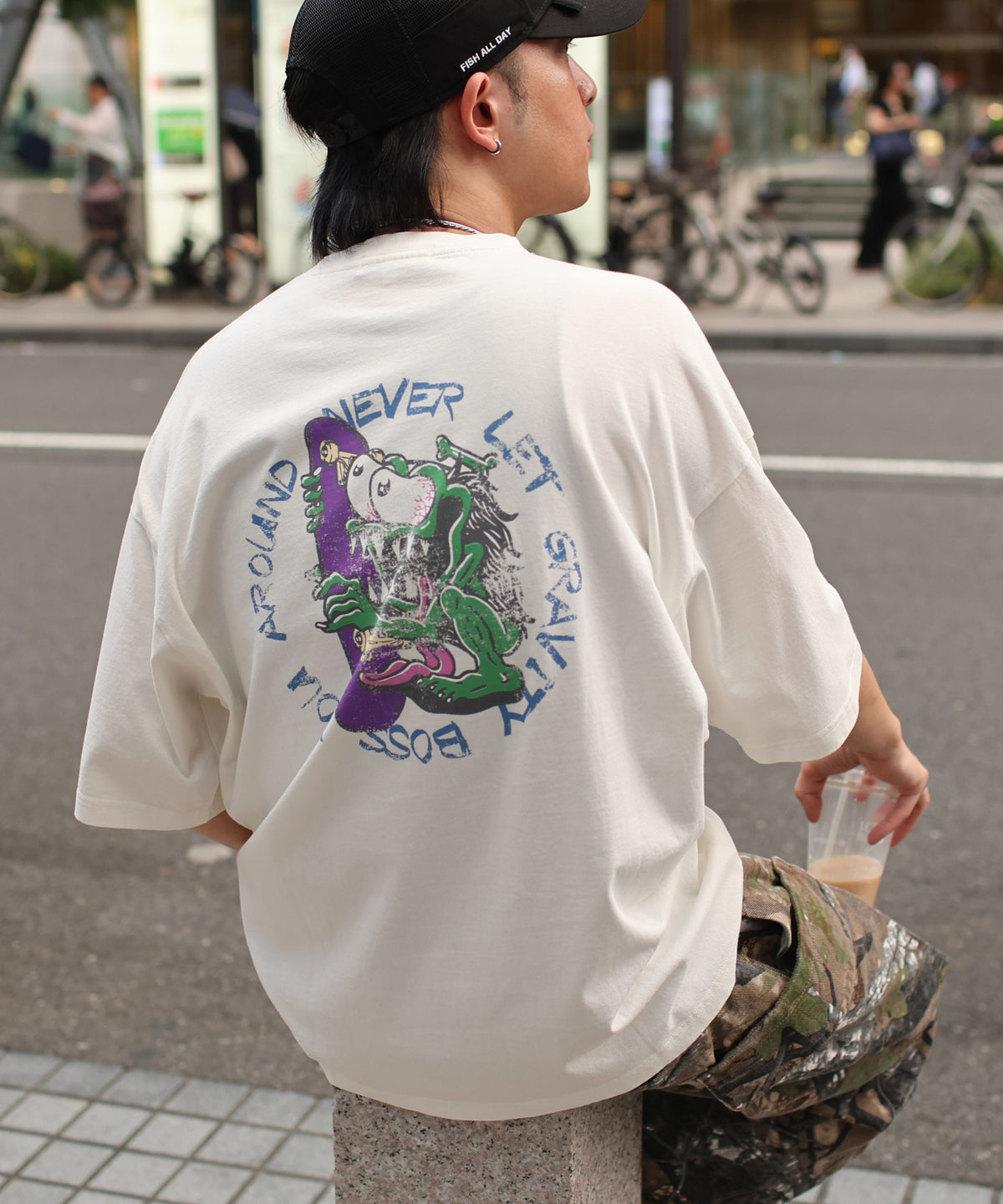25SS【AIRWALK】ヴィンテージライク モンスターグラフィック ボックスシルエット半袖Tシャツ