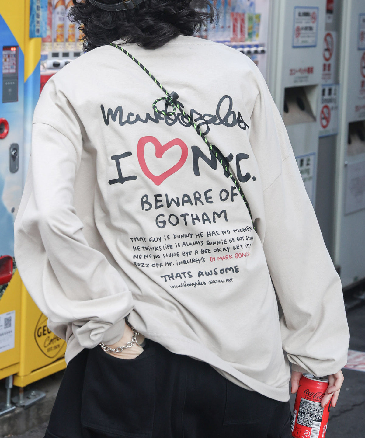 【MARK GONZALES ARTWORK COLLECTION / マークゴンザレス】ワンポイント刺繍 / ハートロゴバックプリント ビッグシルエットロンT