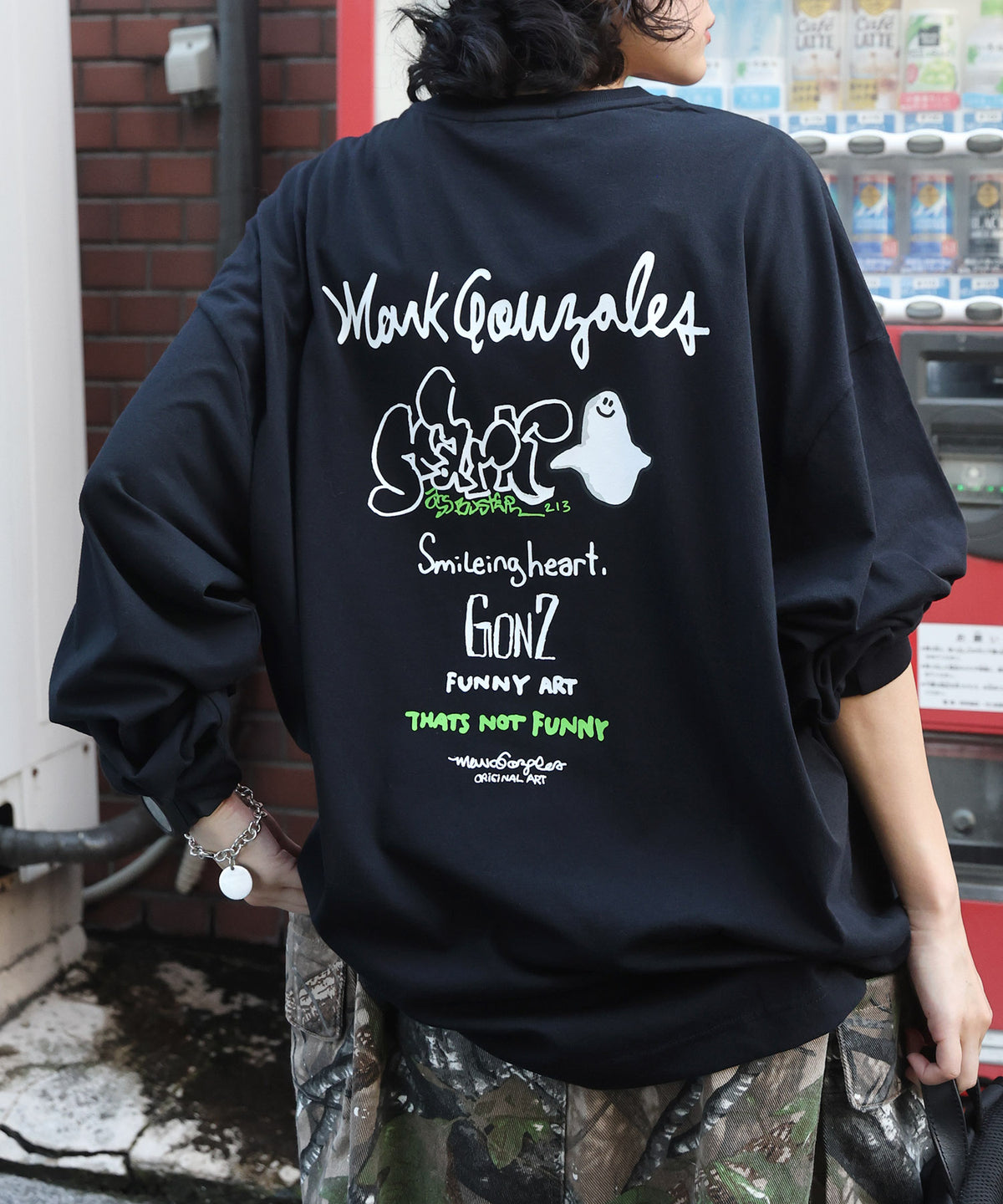 【MARK GONZALES ARTWORK COLLECTION / マークゴンザレス】ワンポイント刺繍 / カラーロゴバックプリント ビッグシルエットロンT