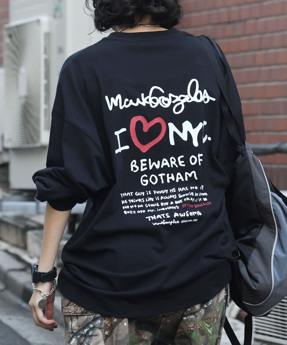 【MARK GONZALES ARTWORK COLLECTION / マークゴンザレス】ワンポイント刺繍 / ハートロゴバックプリント ビッグシルエットロンT