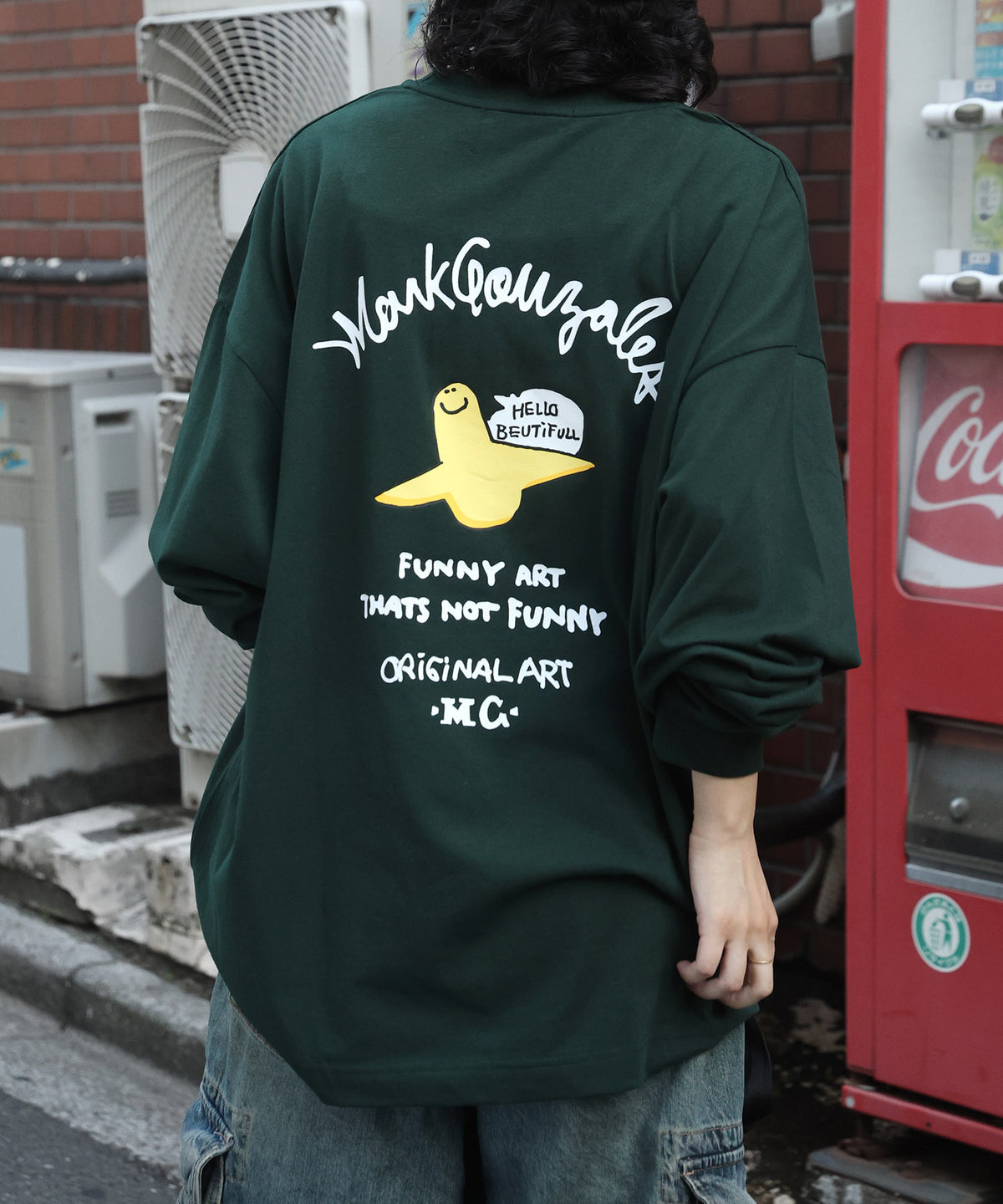 【MARK GONZALES ARTWORK COLLECTION / マークゴンザレス】ワンポイント刺繍 / アーチロゴバックプリント ビッグシルエットロンT