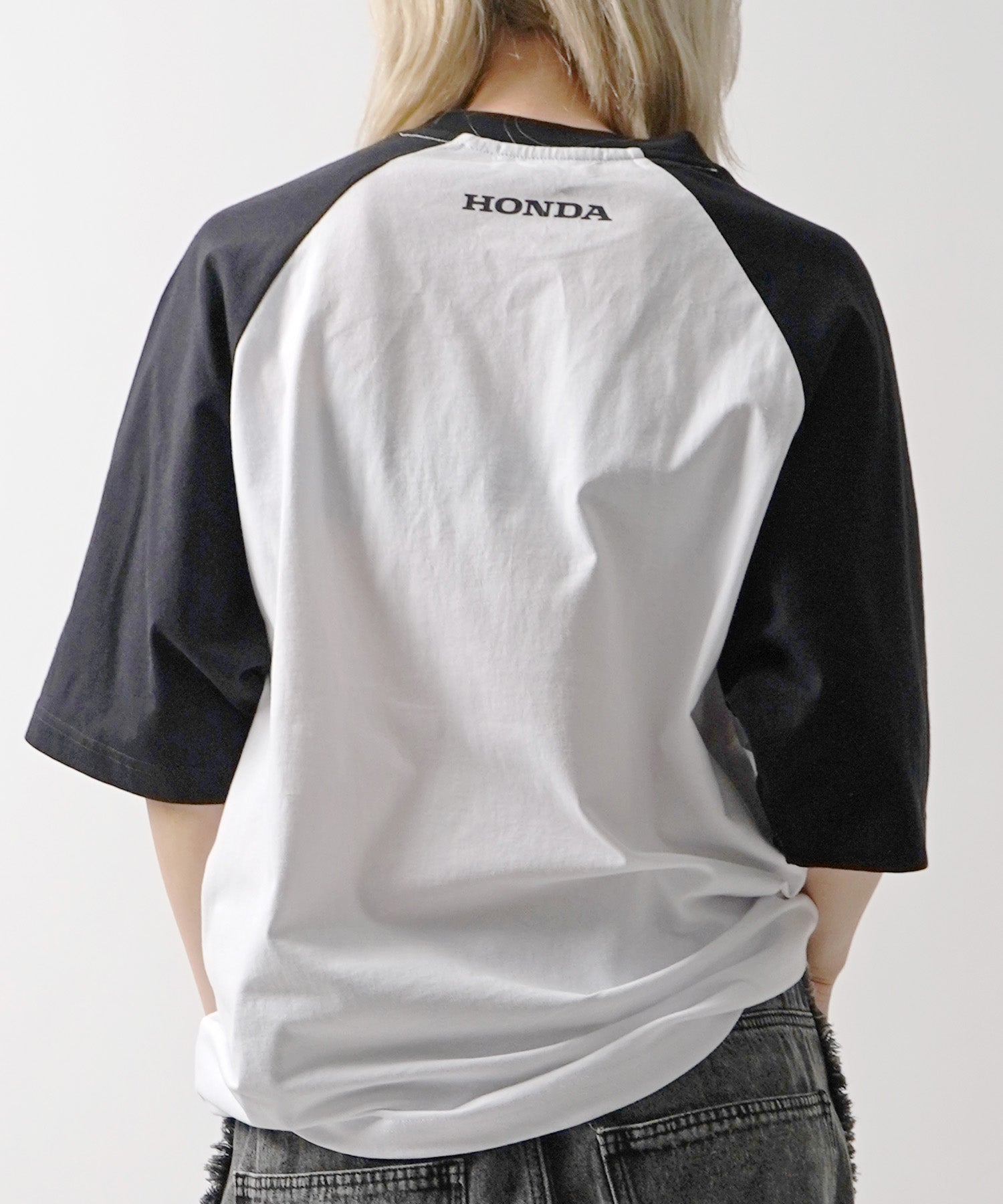 25SS【HONDA / ホンダ】フロントプリント ボックスシルエット ラグラン半袖Tシャツ