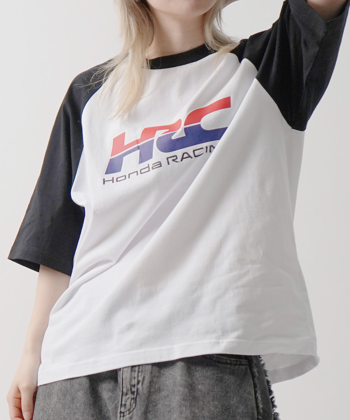 25SS【HONDA / ホンダ】フロントプリント ボックスシルエット ラグラン半袖Tシャツ