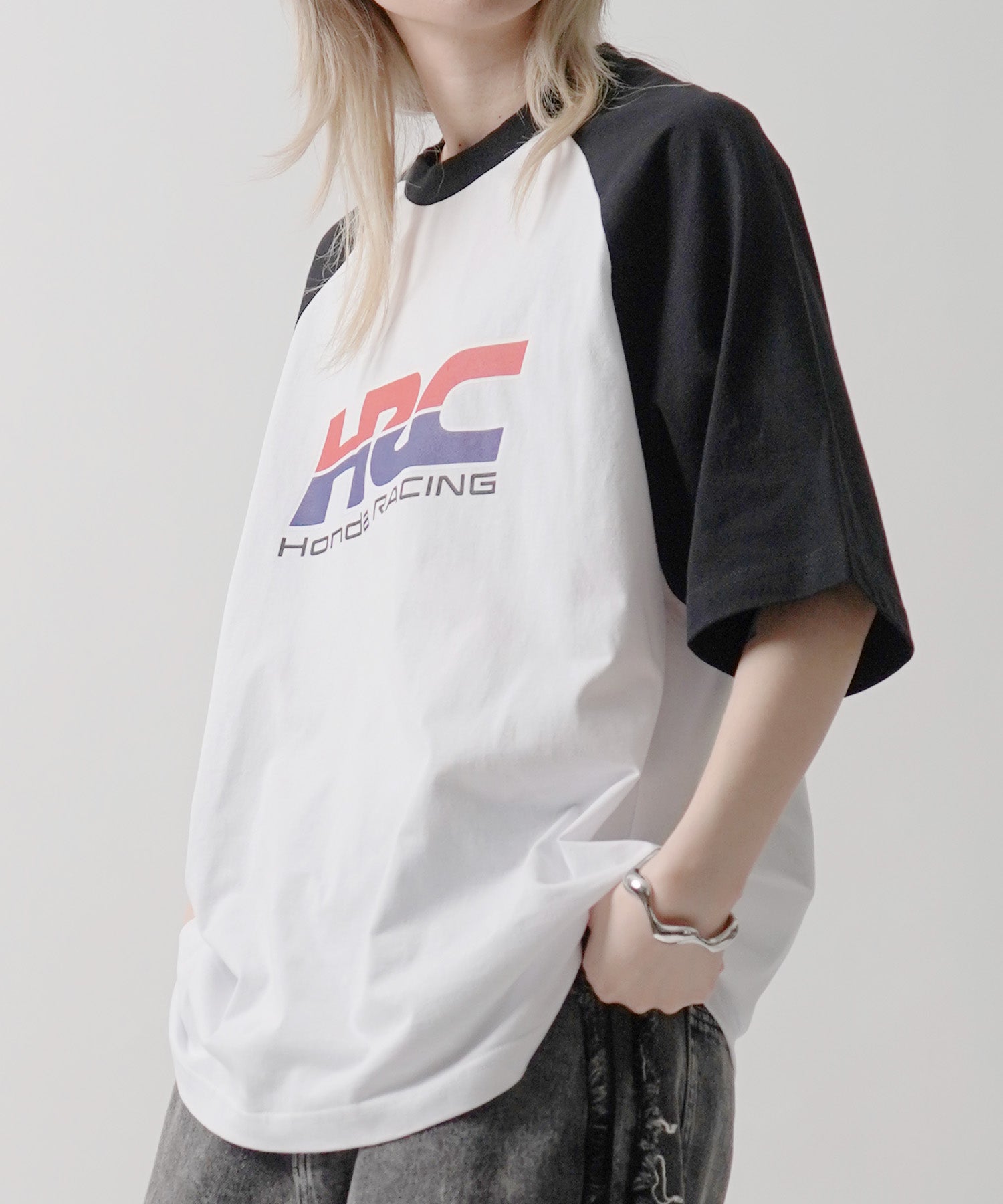 25SS【HONDA / ホンダ】フロントプリント ボックスシルエット ラグラン半袖Tシャツ