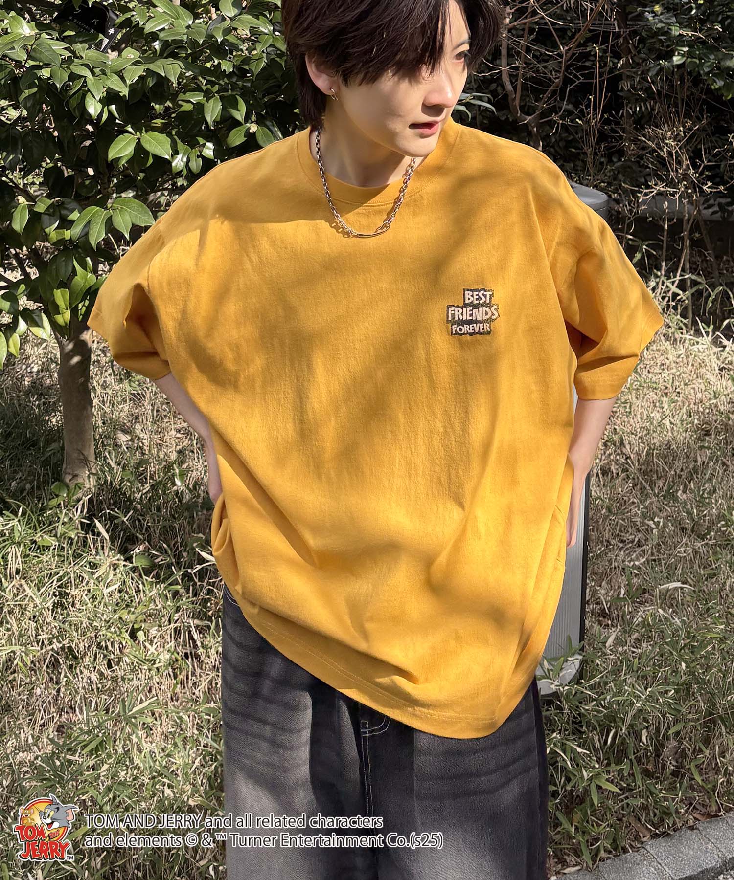 25SS【TOM&JERRY / トムとジェリー】足跡 ビッグシルエットバックプリントTシャツ