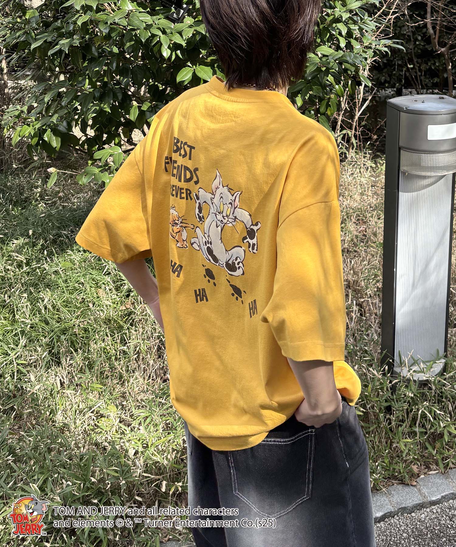 25SS【TOM&JERRY / トムとジェリー】足跡 ビッグシルエットバックプリントTシャツ