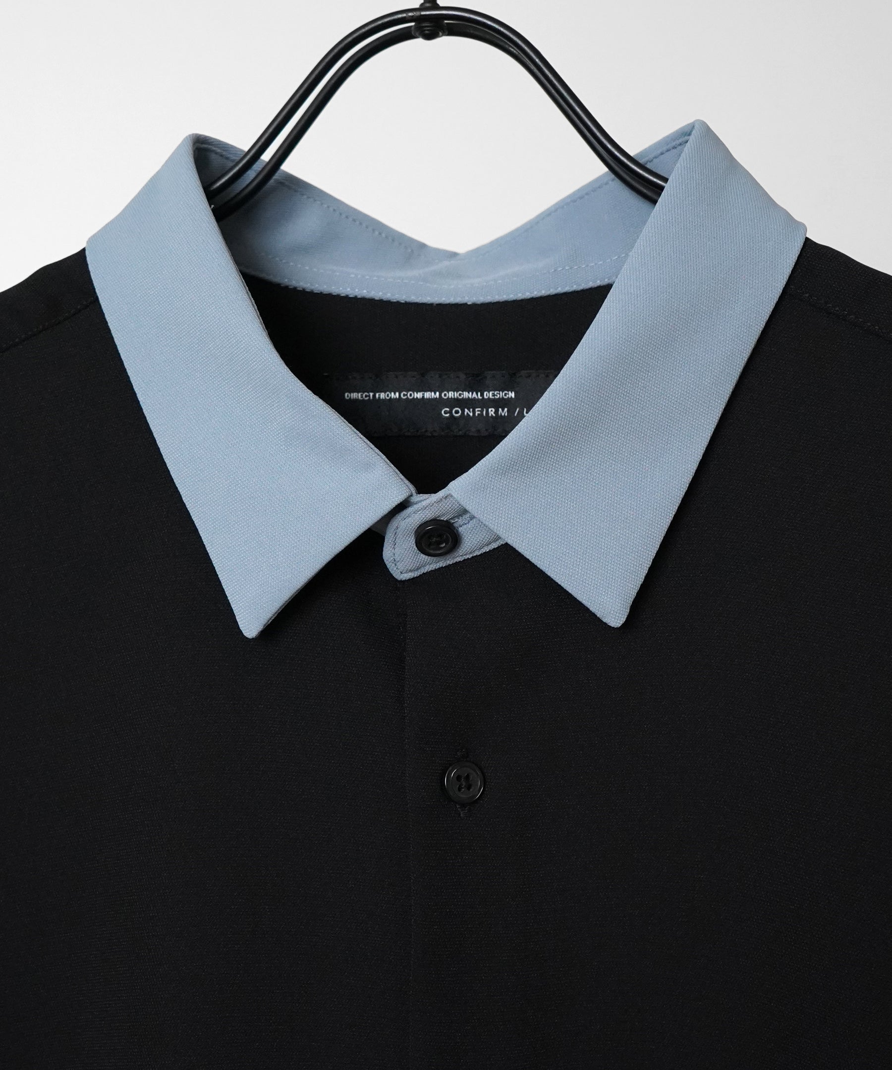 イージーケア ビッグシルエット 襟配色 クレリック半袖シャツ