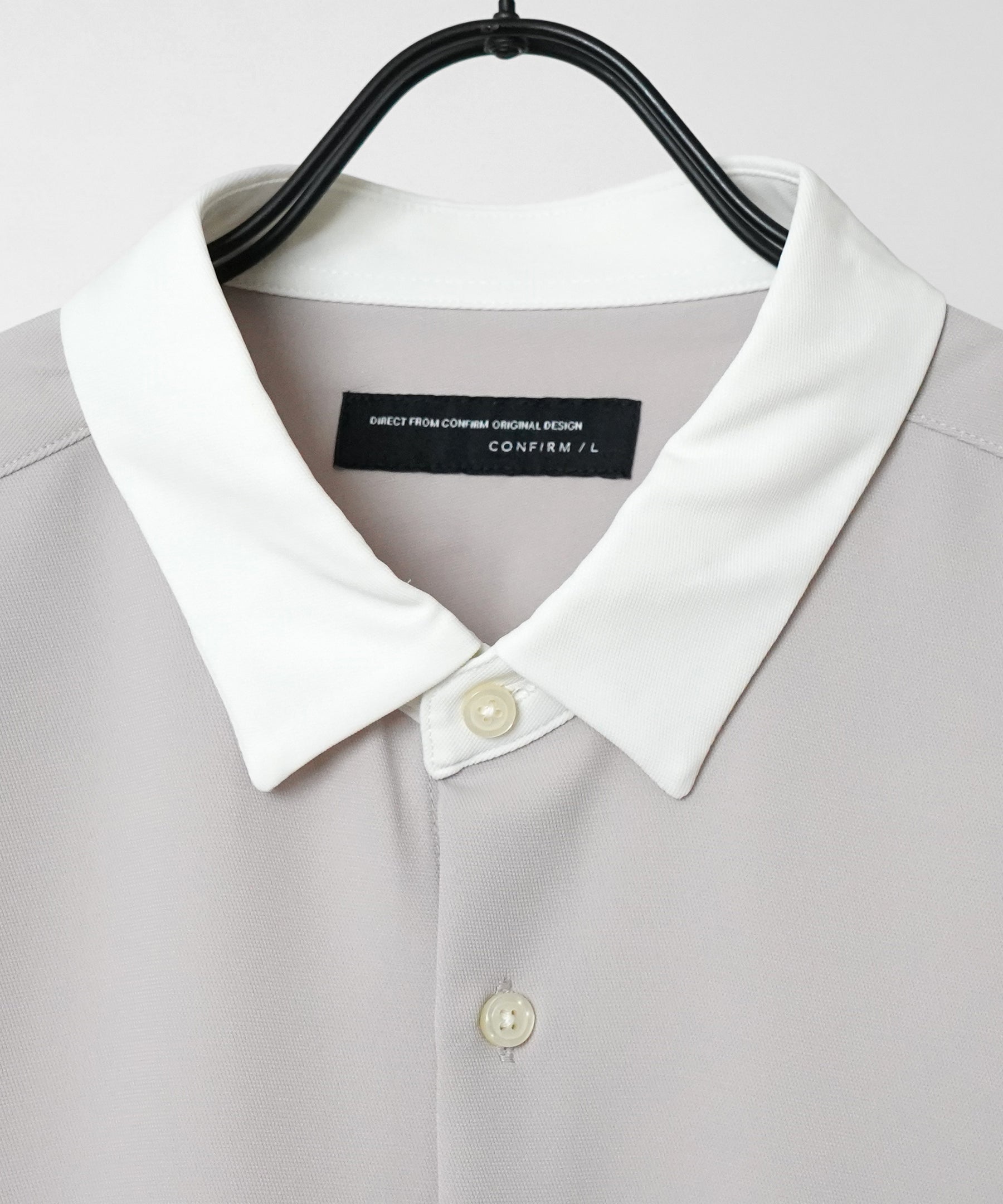 イージーケア ビッグシルエット 襟配色 クレリック半袖シャツ