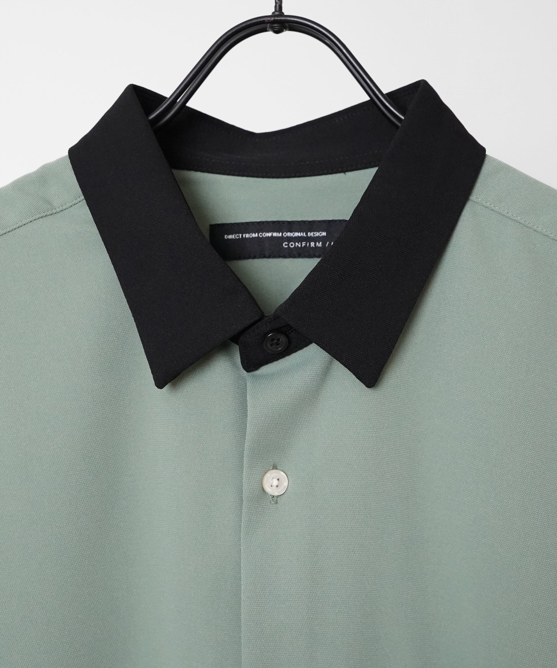 イージーケア ビッグシルエット 襟配色 クレリック半袖シャツ