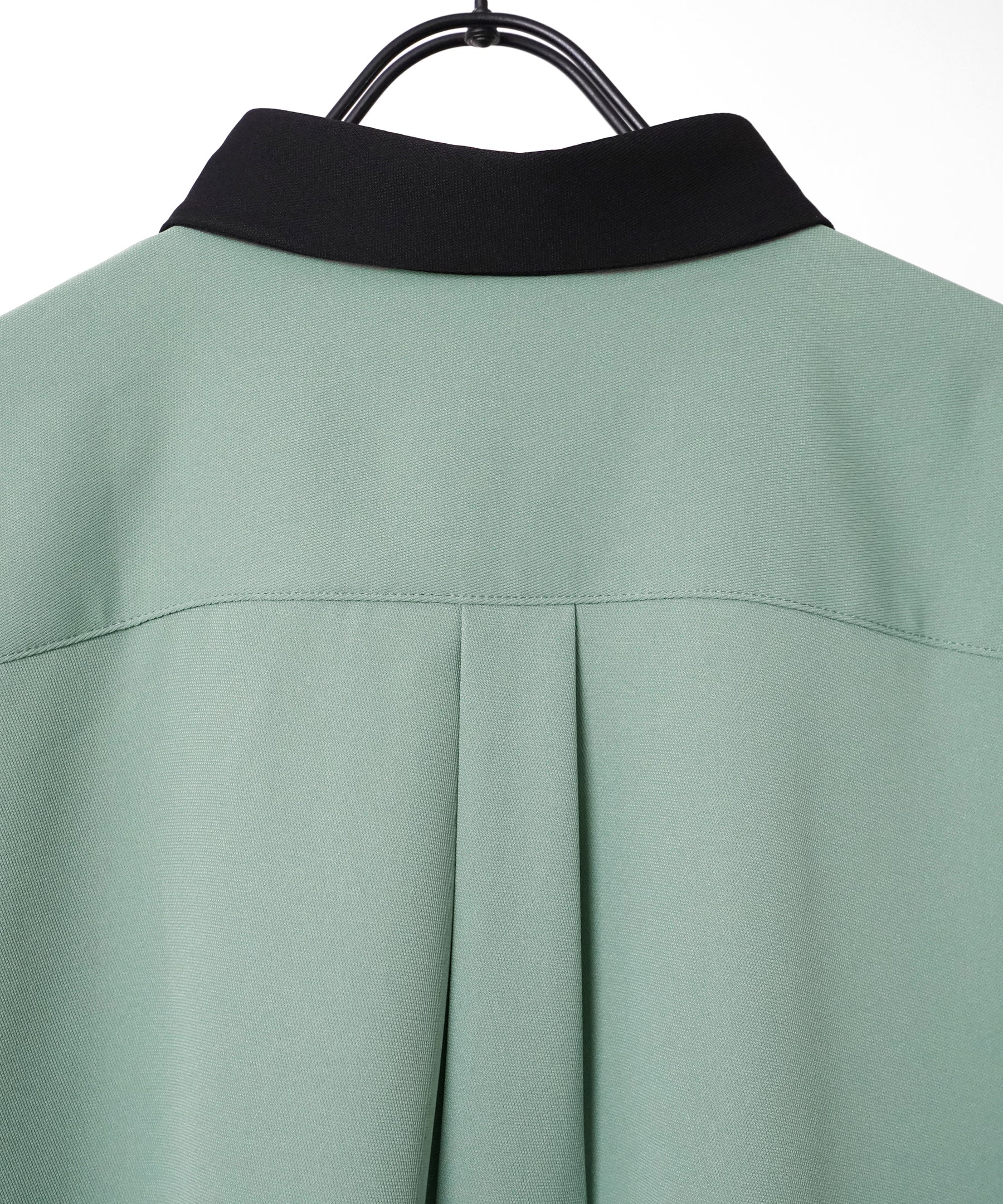 イージーケア ビッグシルエット 襟配色 クレリック半袖シャツ