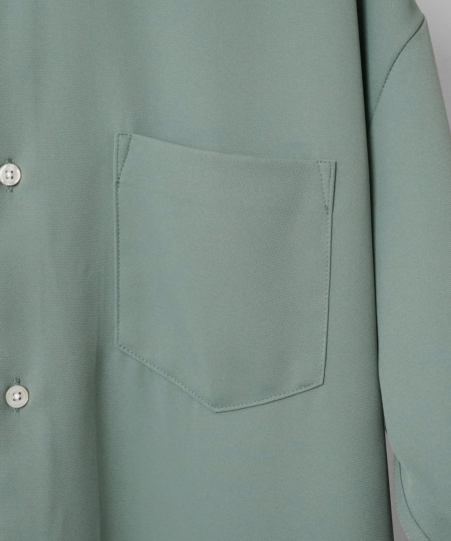 イージーケア ビッグシルエット 襟配色 クレリック半袖シャツ