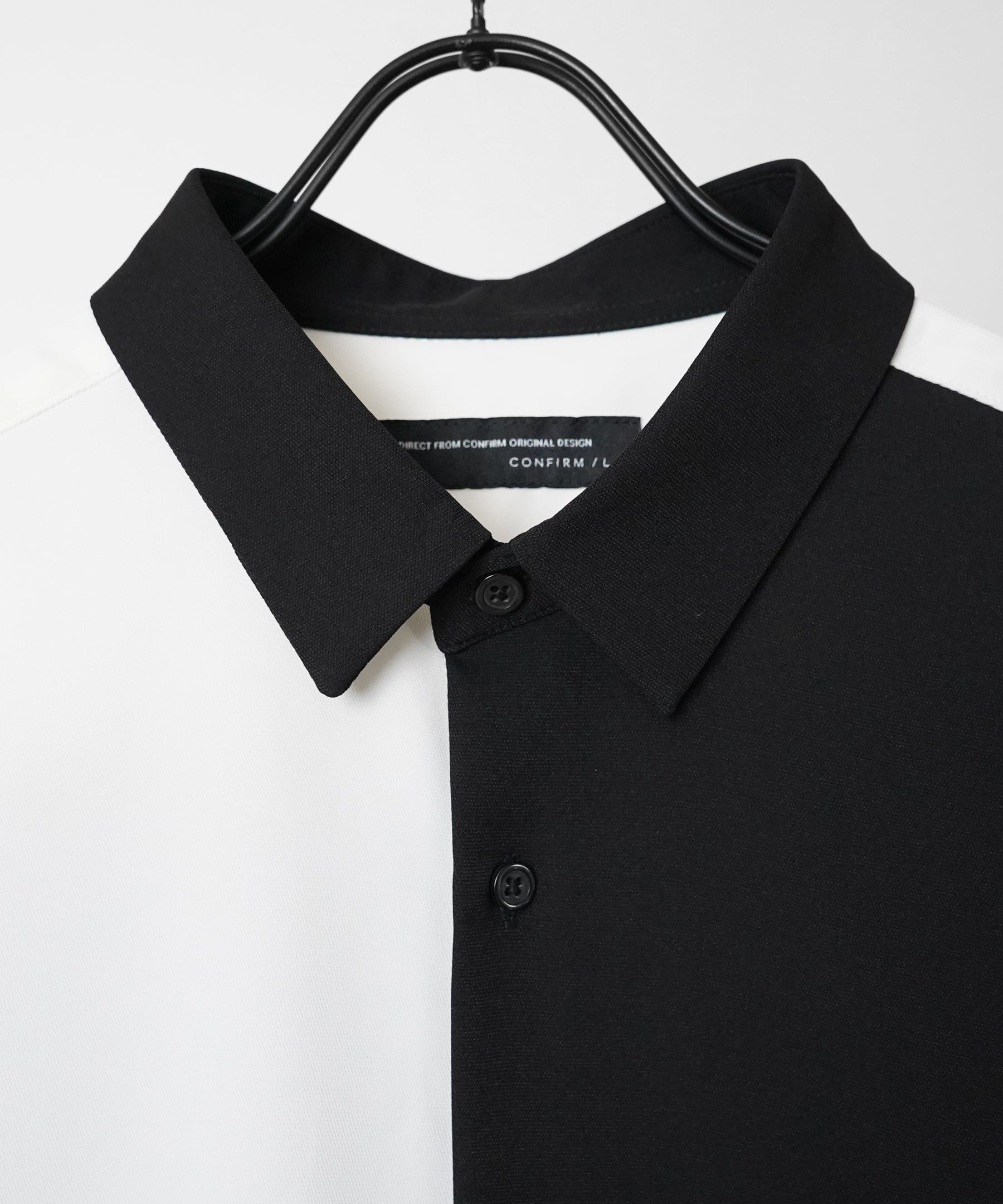 イージーケア ビッグシルエット 襟配色 クレリック半袖シャツ