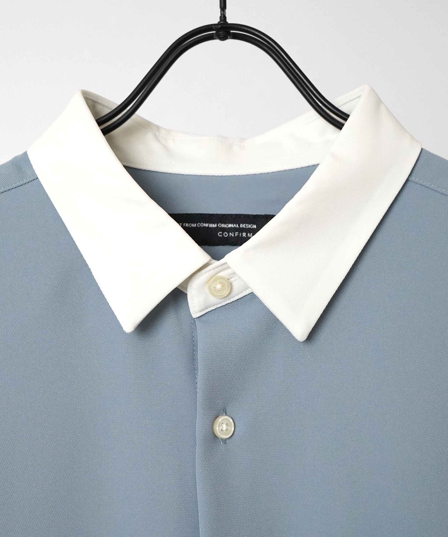 イージーケア ビッグシルエット 襟配色 クレリック半袖シャツ