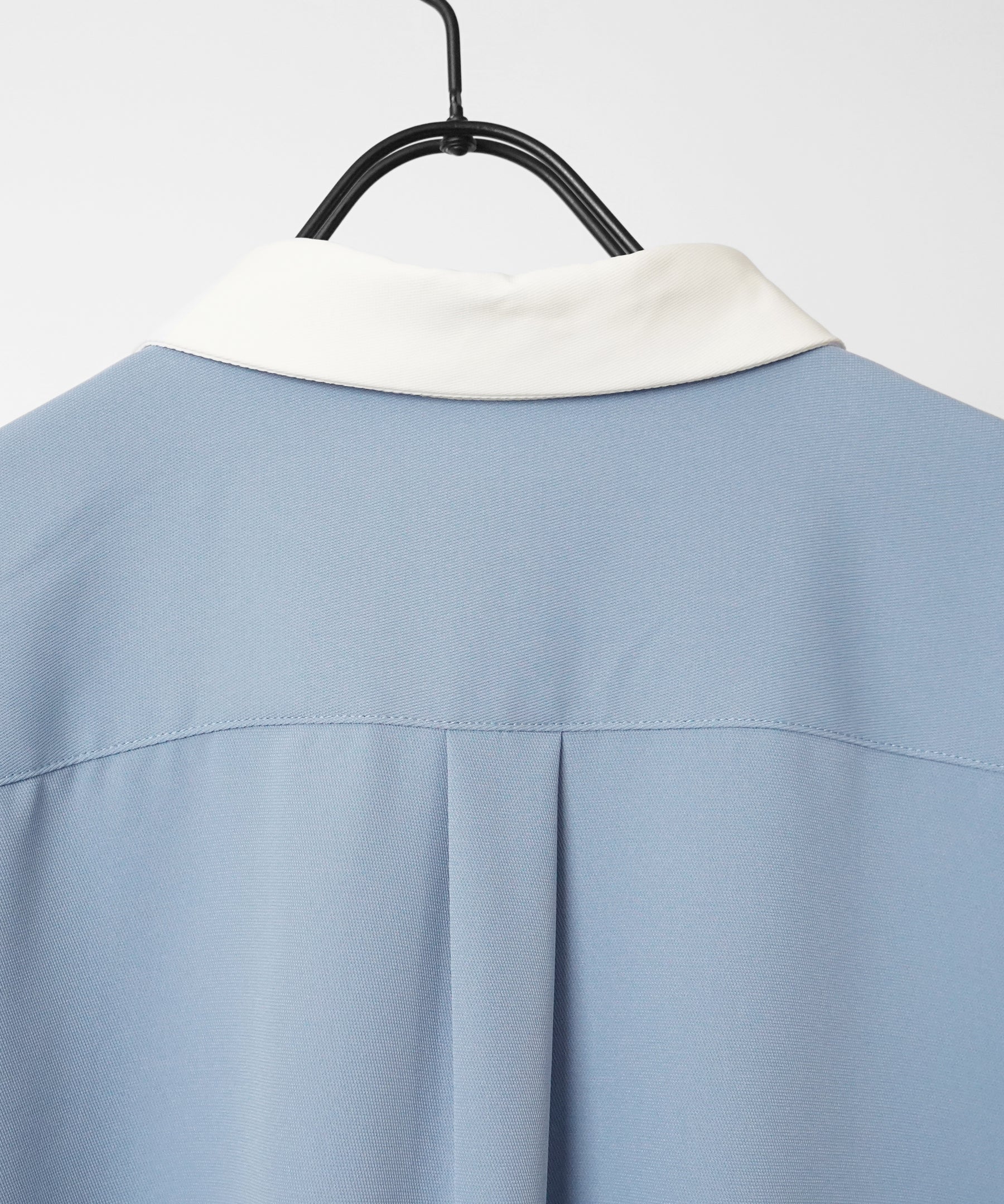 イージーケア ビッグシルエット 襟配色 クレリック半袖シャツ