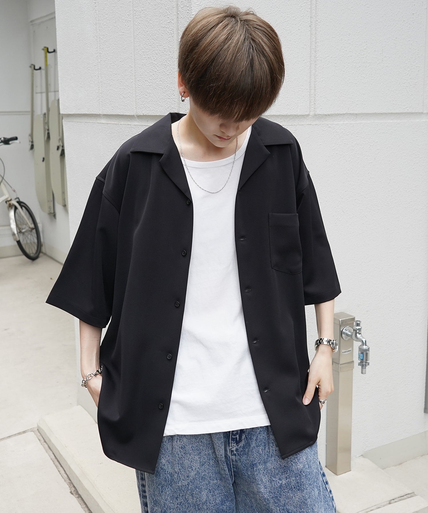 イージーケア ベーシックオープンカラーシャツ