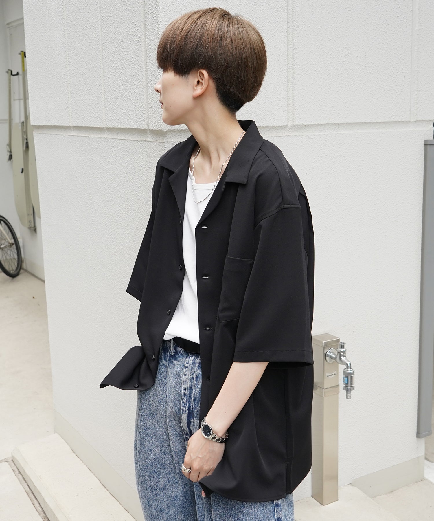 イージーケア ベーシックオープンカラーシャツ