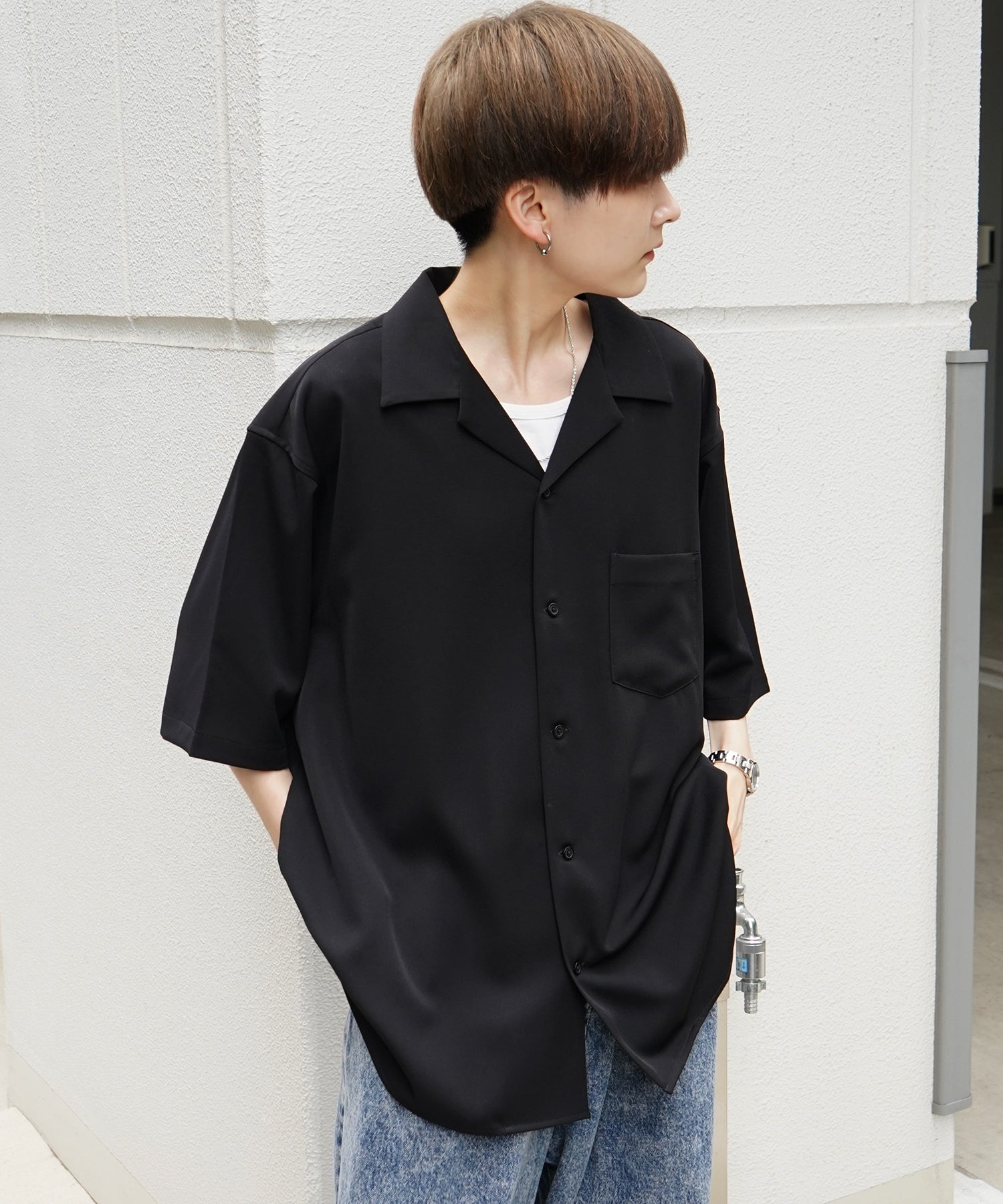 イージーケア ベーシックオープンカラーシャツ