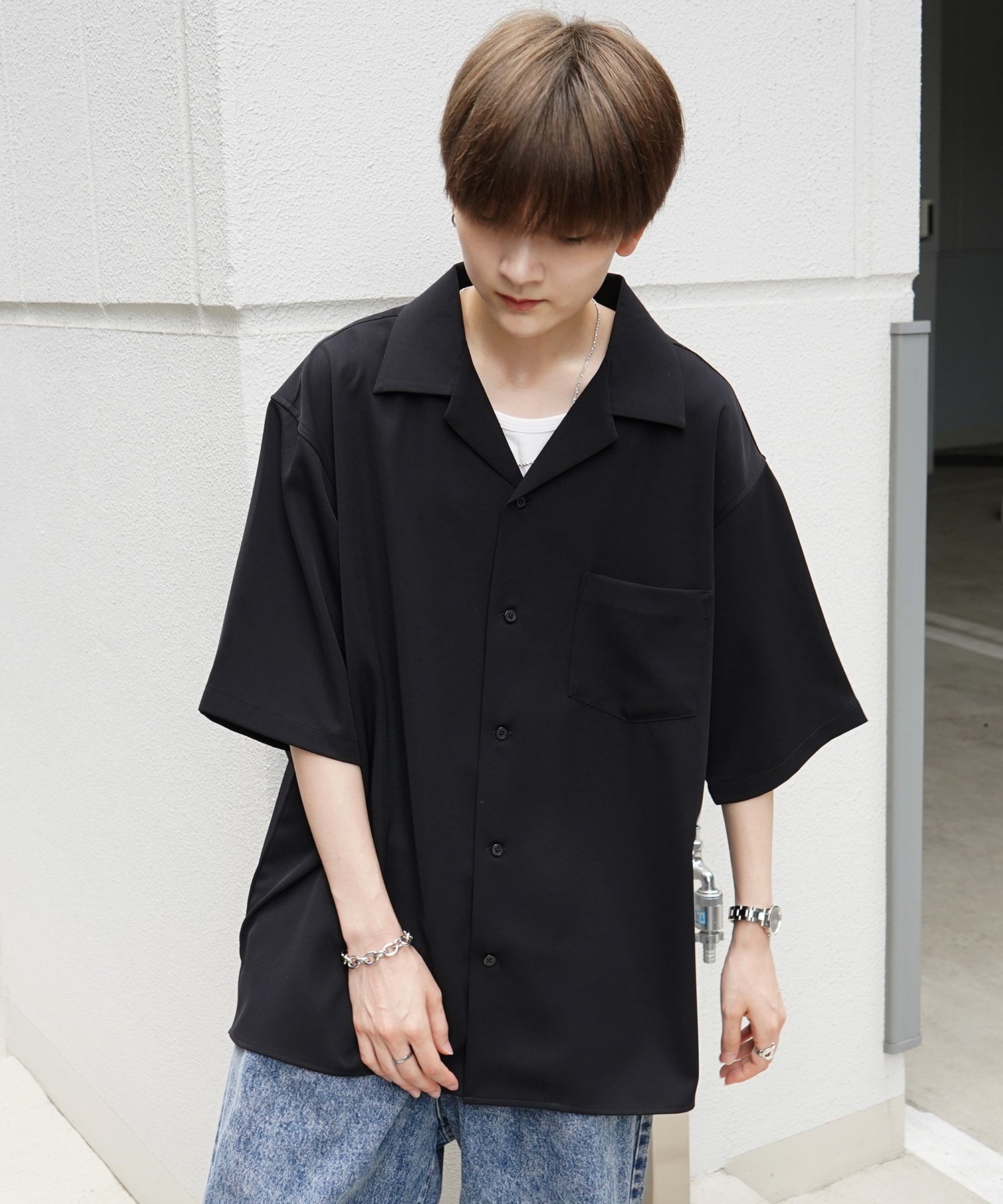 イージーケア ベーシックオープンカラーシャツ