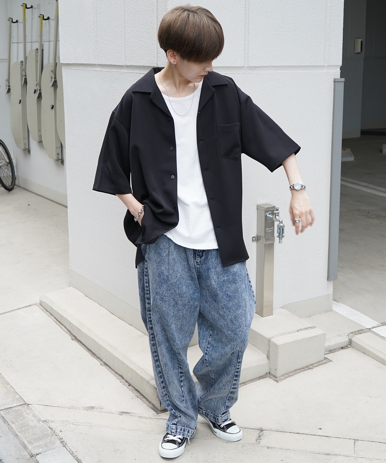 イージーケア ベーシックオープンカラーシャツ