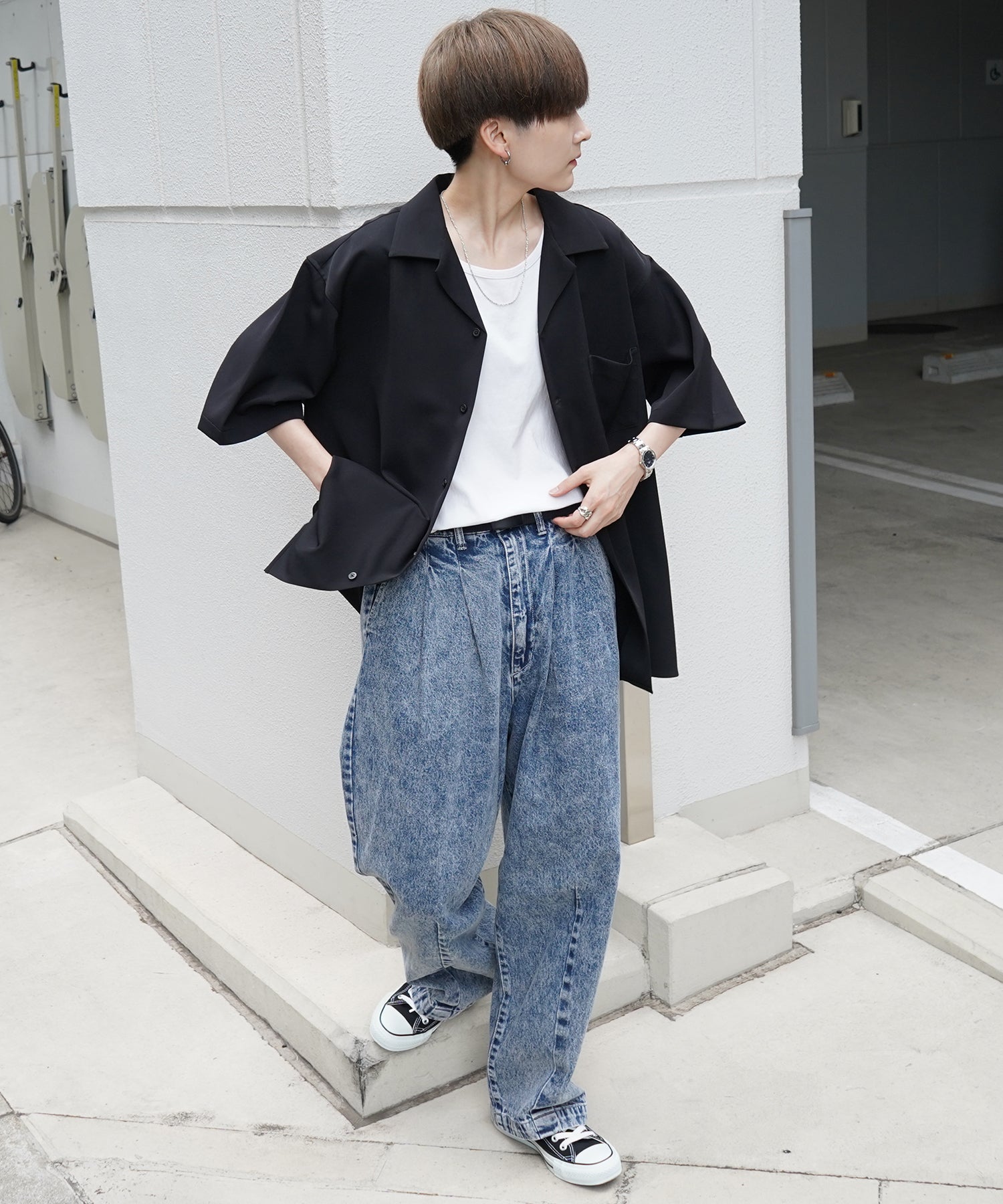 イージーケア ベーシックオープンカラーシャツ