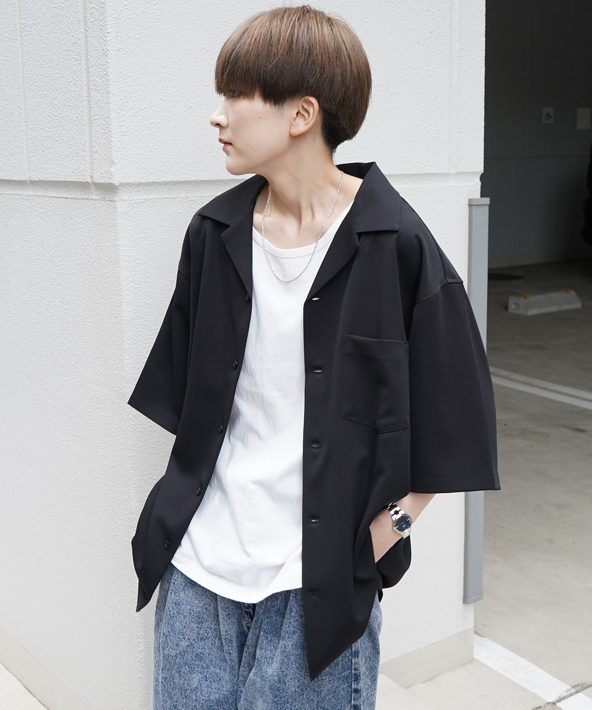 イージーケア ベーシックオープンカラーシャツ