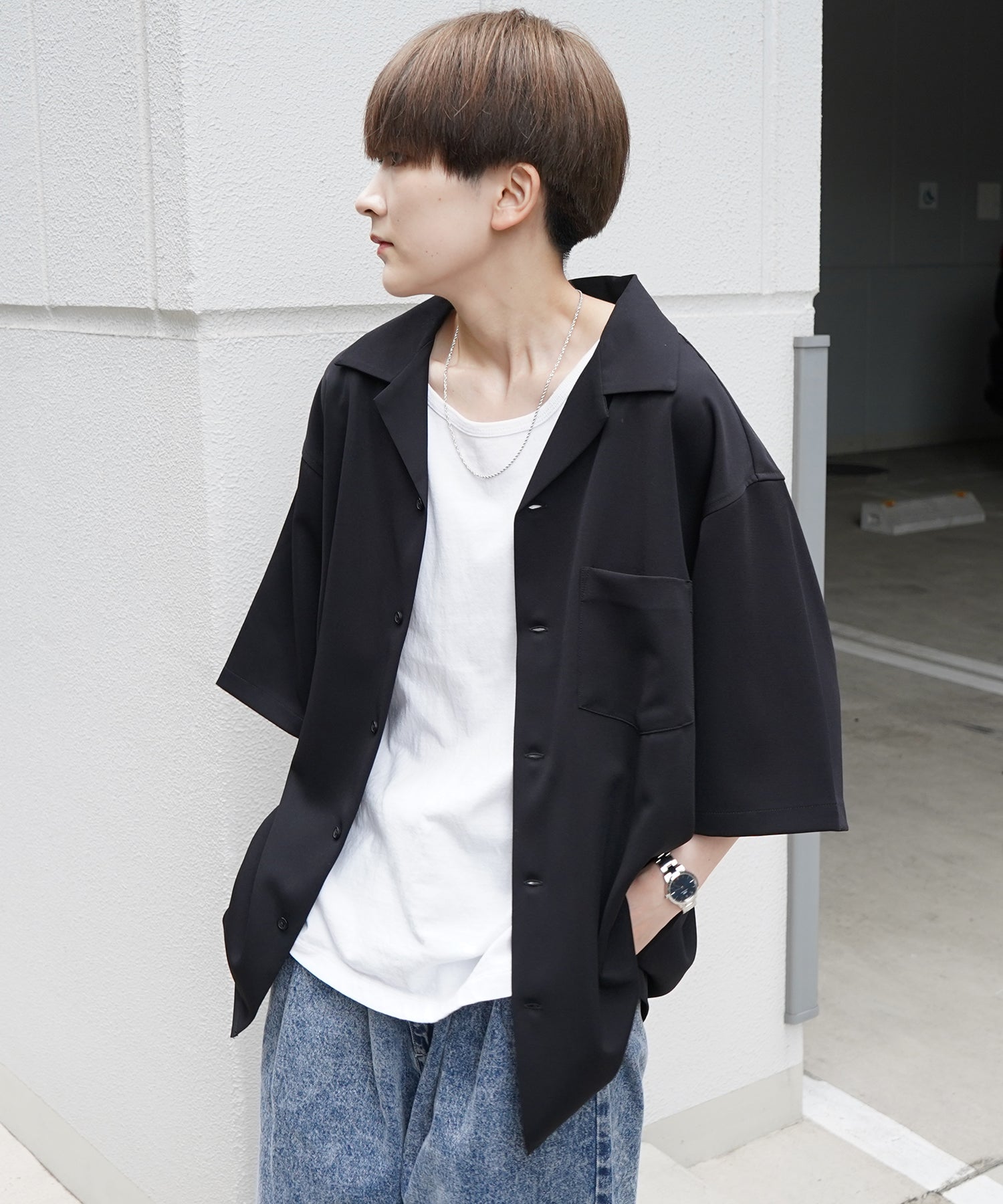 イージーケア ベーシックオープンカラーシャツ