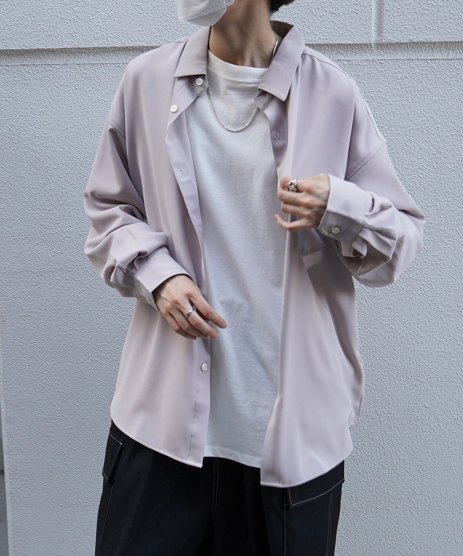 24SS ルーズシルエット ベーシック長袖シャツ