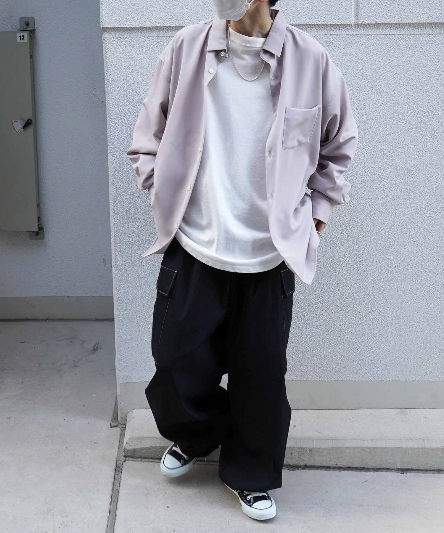 24SS ルーズシルエット ベーシック長袖シャツ