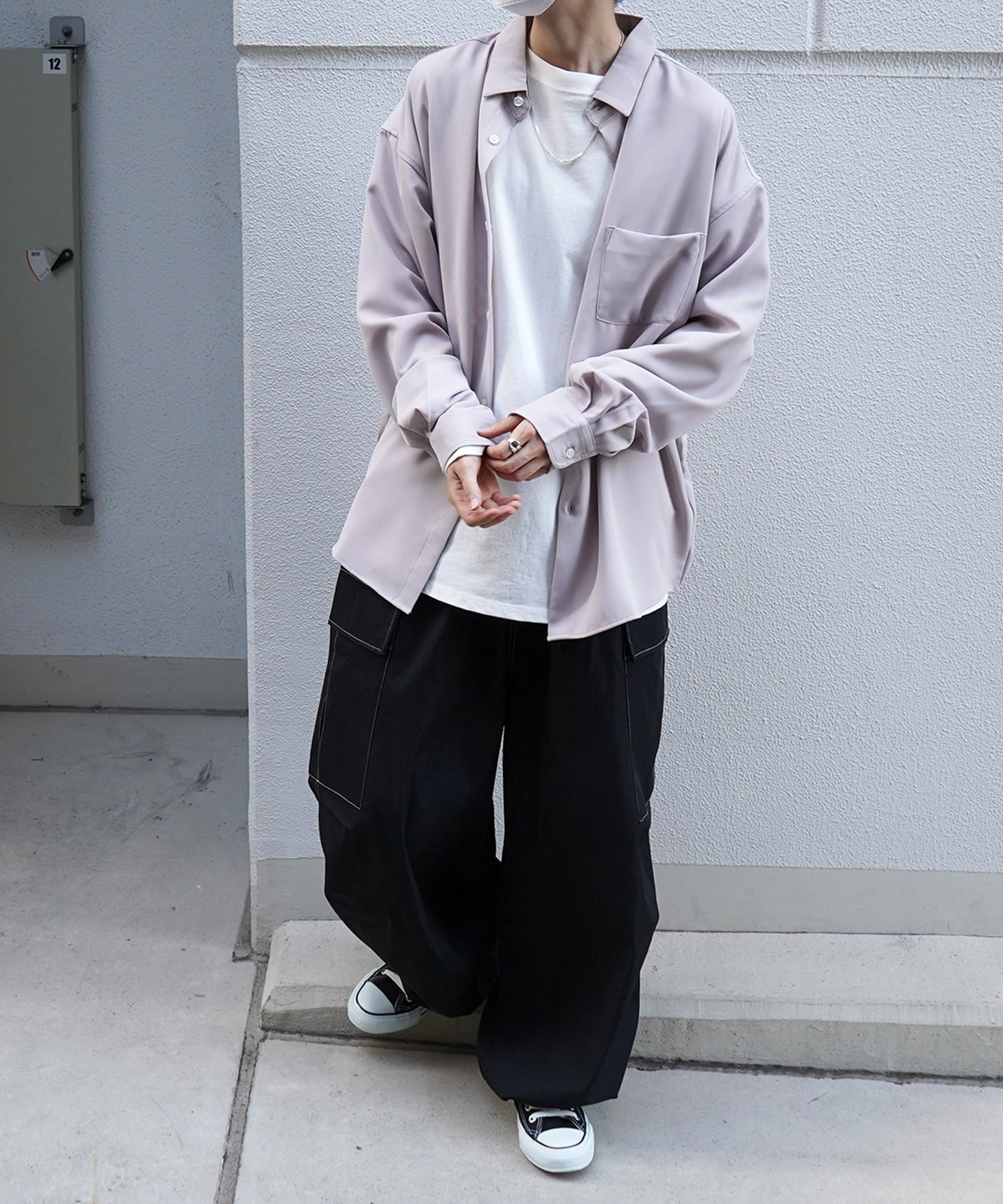 24SS ルーズシルエット ベーシック長袖シャツ