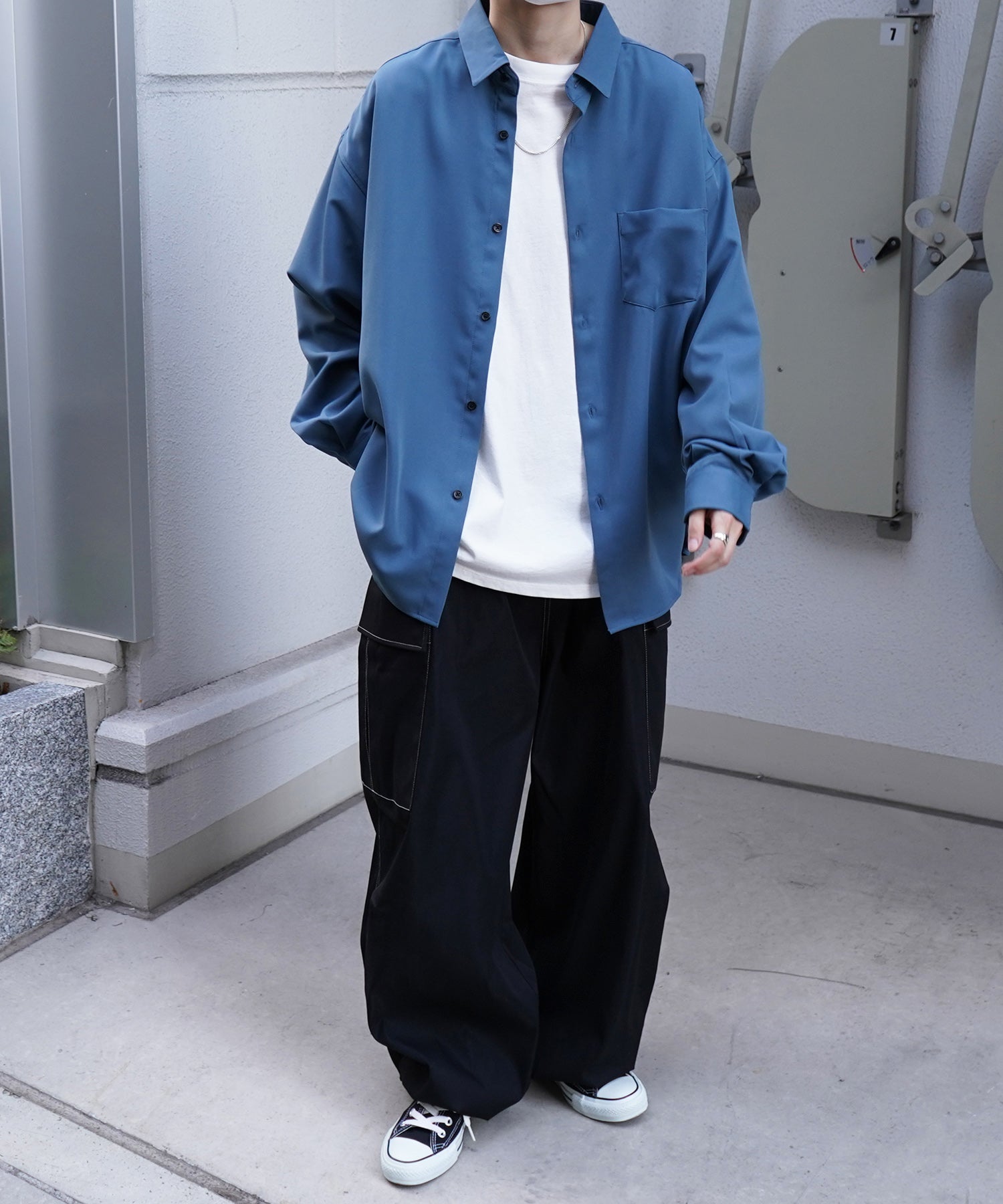 24SS ルーズシルエット ベーシック長袖シャツ