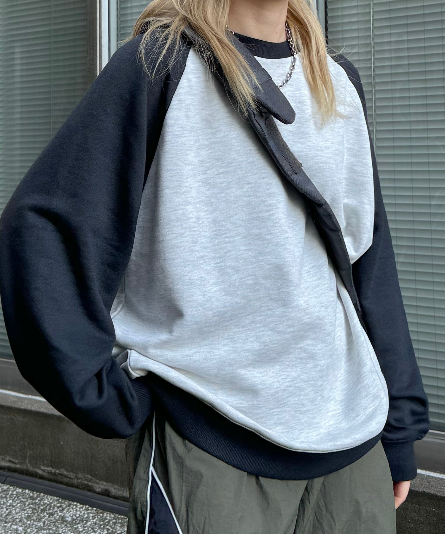 【限定展開】ラグラン切替 ビッグシルエット プルオーバースウェット