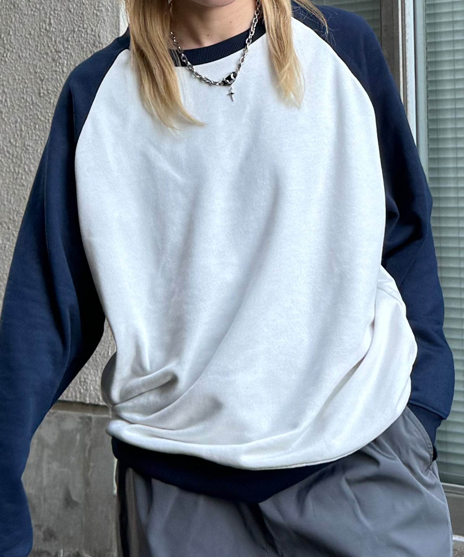 【限定展開】ラグラン切替 ビッグシルエット プルオーバースウェット