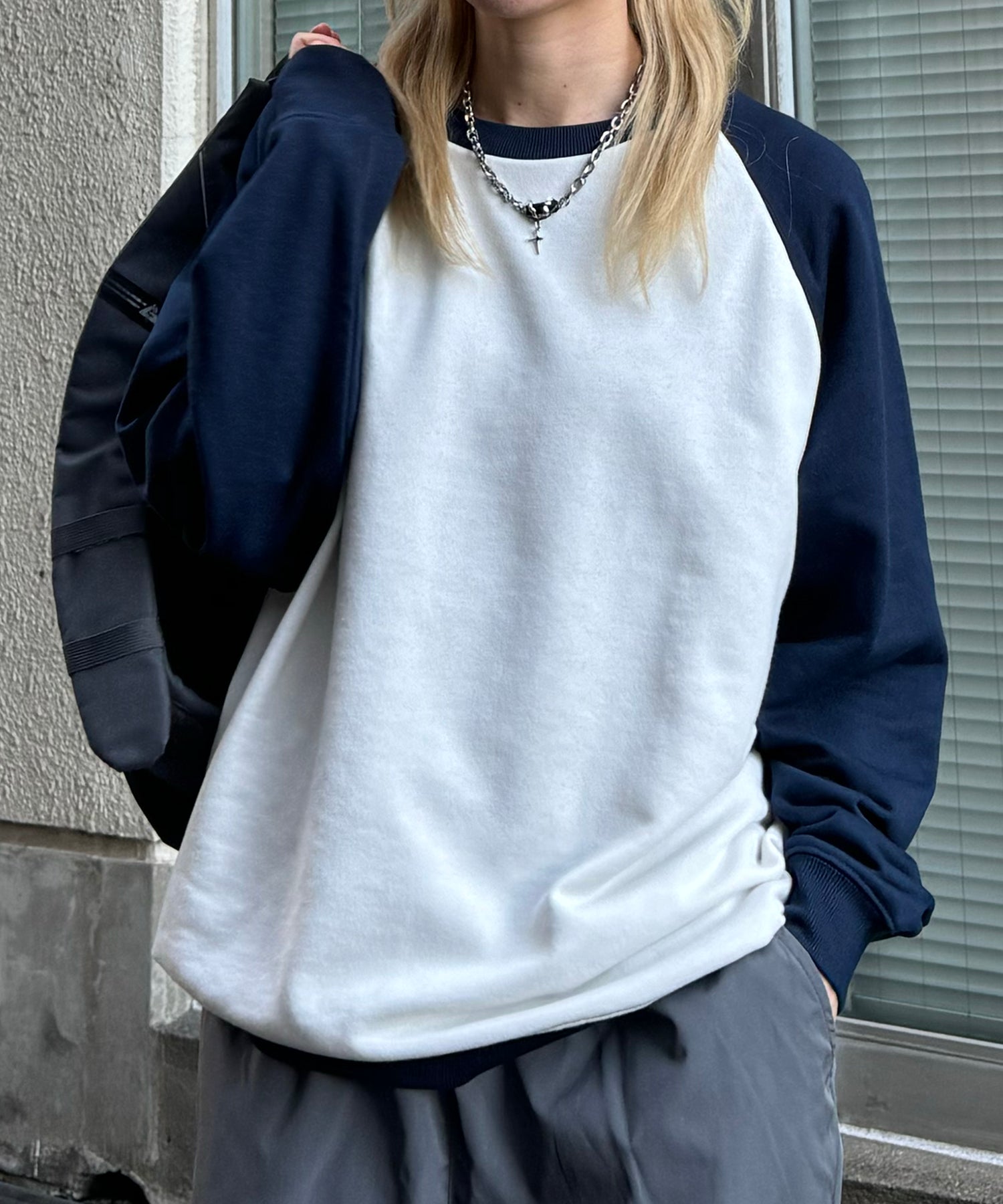 【限定展開】ラグラン切替 ビッグシルエット プルオーバースウェット