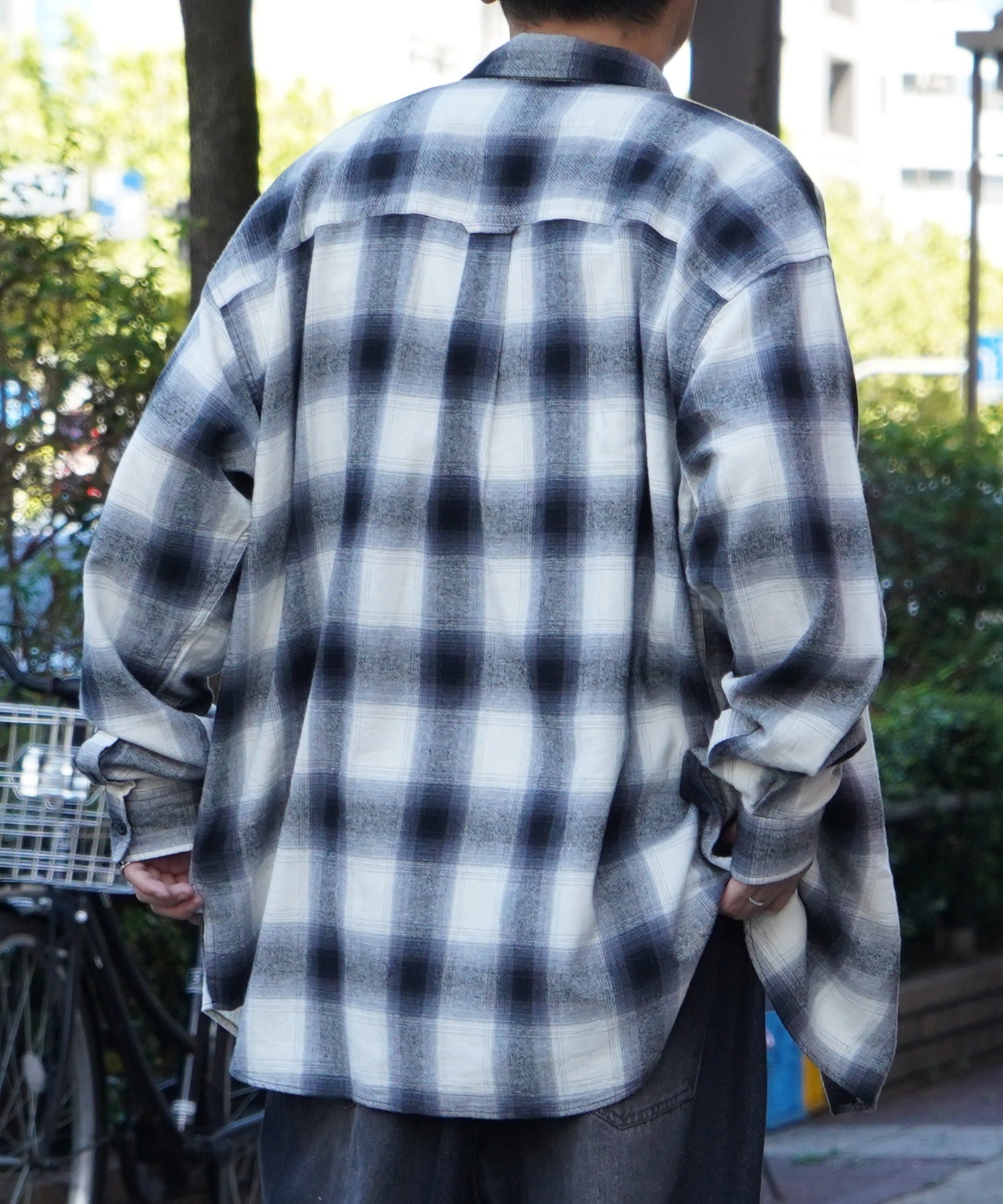 25SS ソフトコットン オンブレチェック / ネルチェック ビッグシルエットシャツ