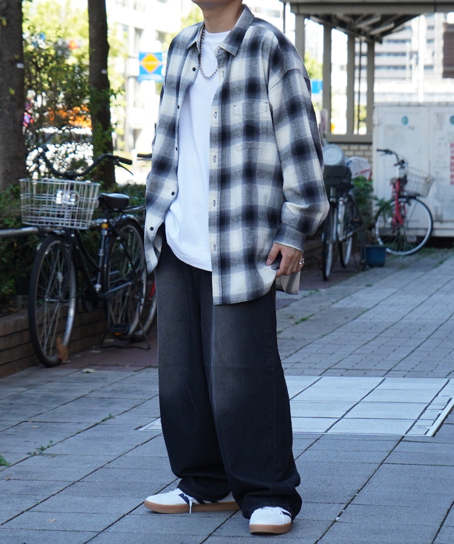 25SS ソフトコットン オンブレチェック / ネルチェック ビッグシルエットシャツ