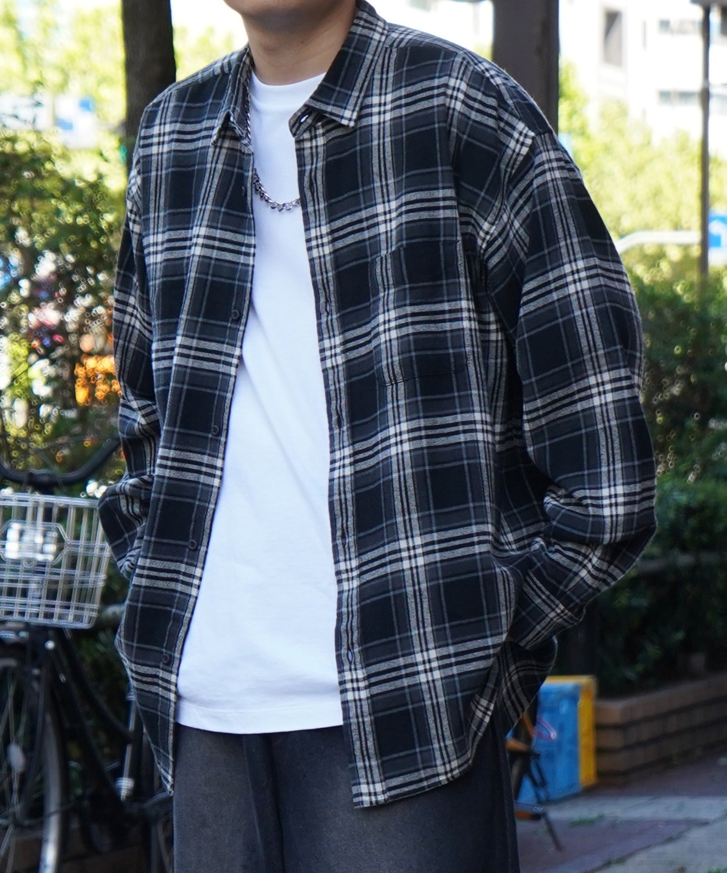 25SS ソフトコットン オンブレチェック / ネルチェック ビッグシルエットシャツ