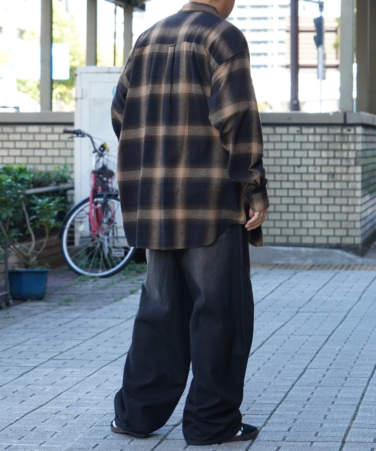 25SS ソフトコットン オンブレチェック / ネルチェック ビッグシルエットシャツ