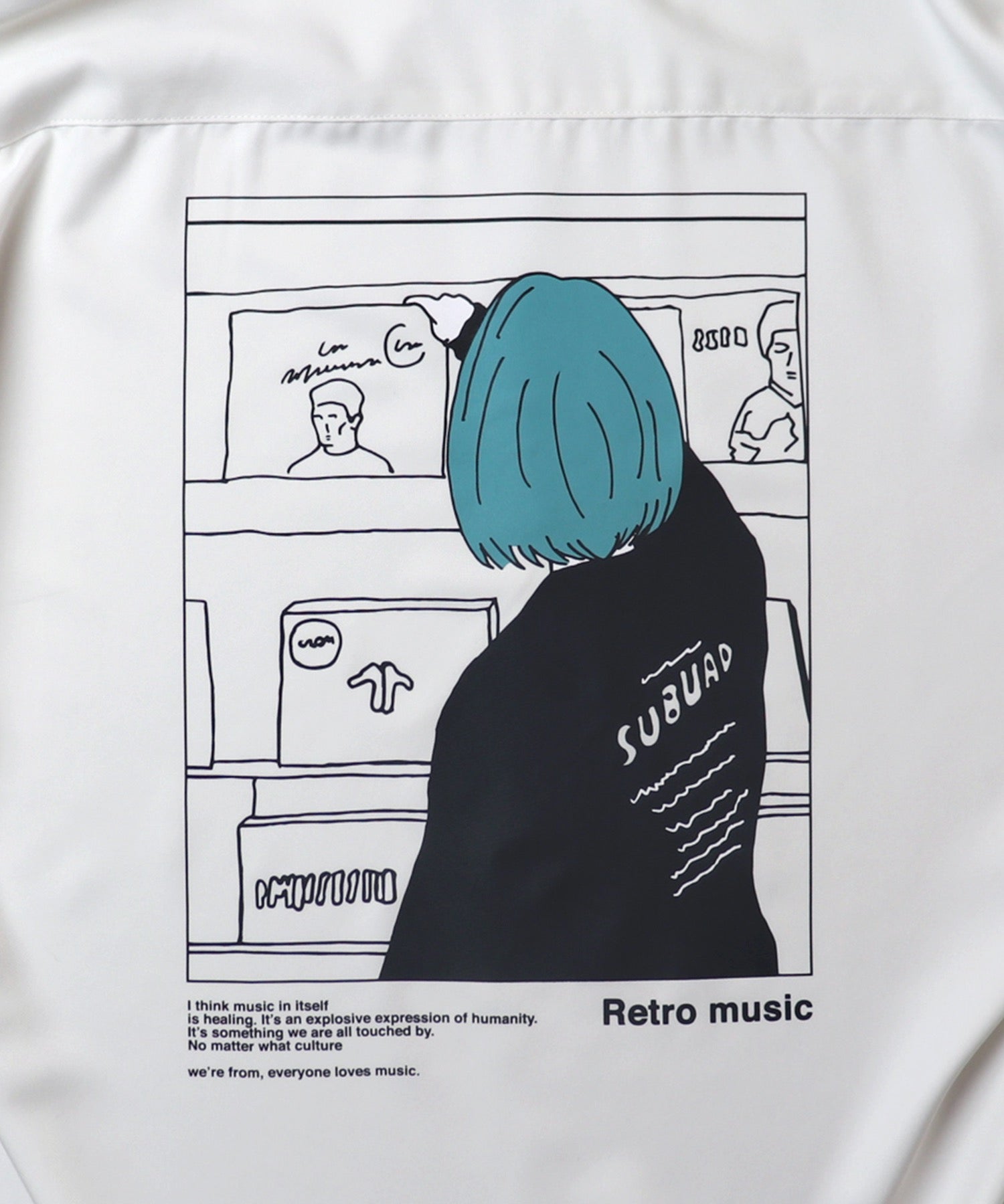 25SS ビッグシルエット レコードガール イラストバックプリントシャツ 長袖