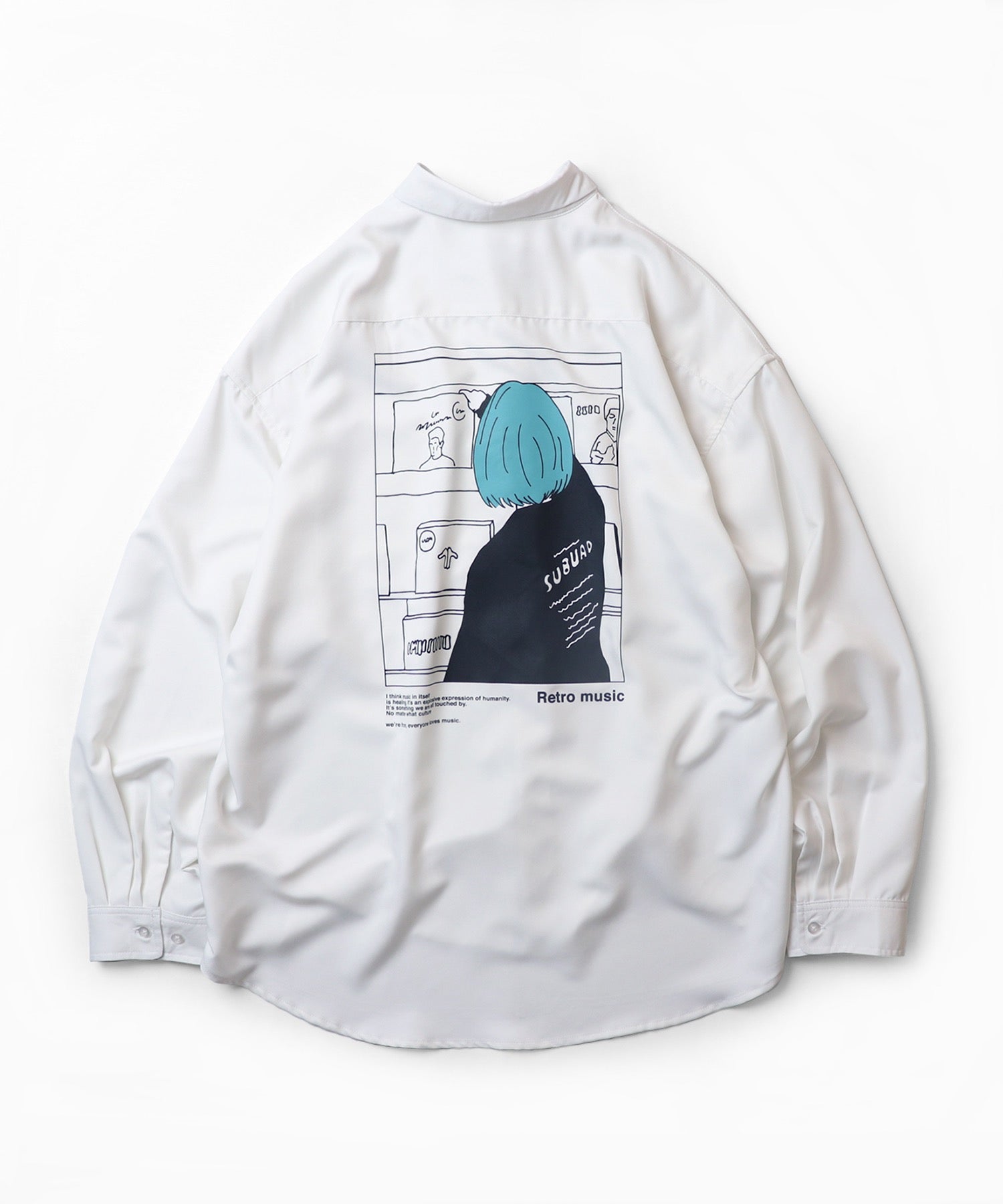 25SS ビッグシルエット レコードガール イラストバックプリントシャツ 長袖