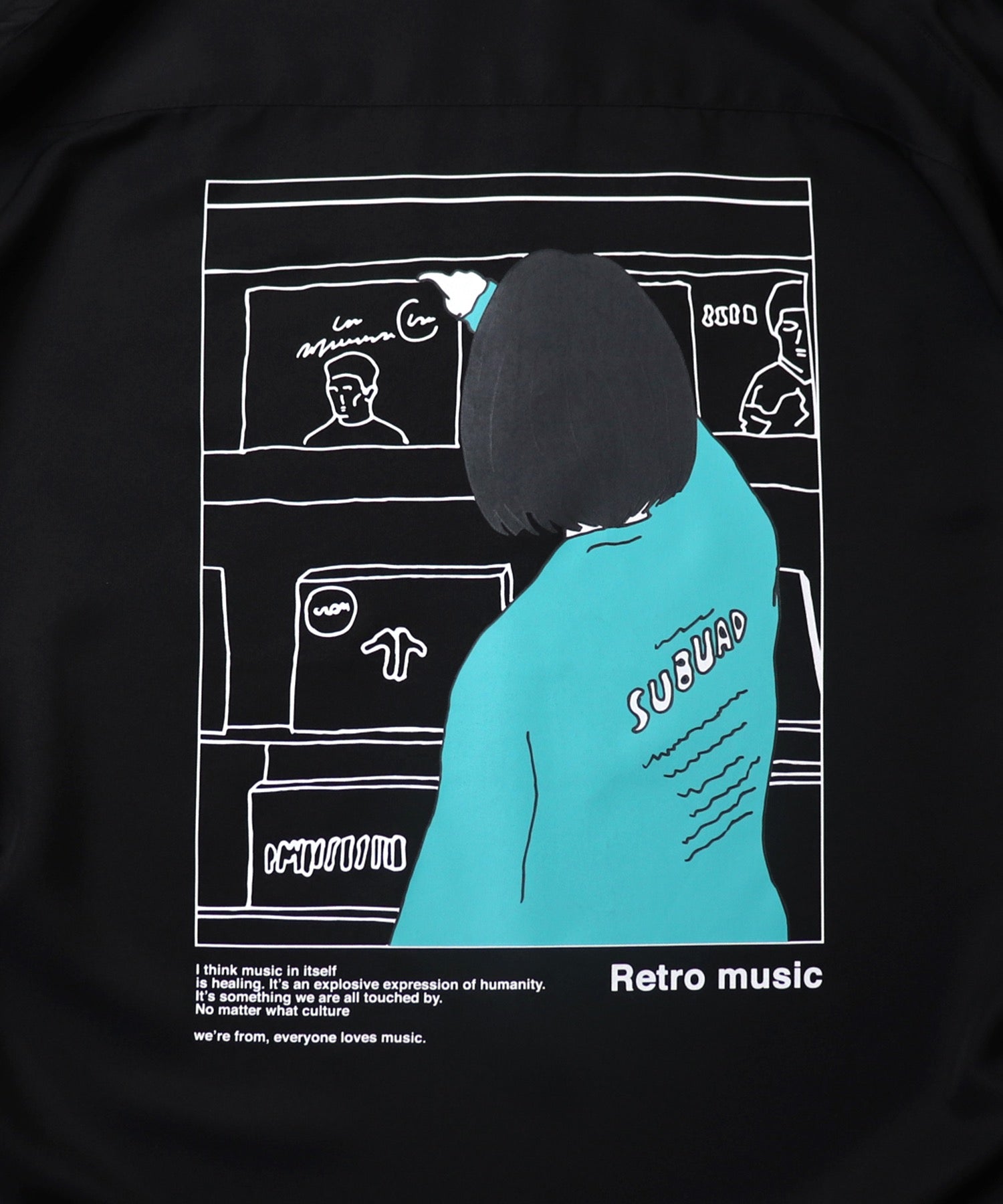 25SS ビッグシルエット レコードガール イラストバックプリントシャツ 長袖