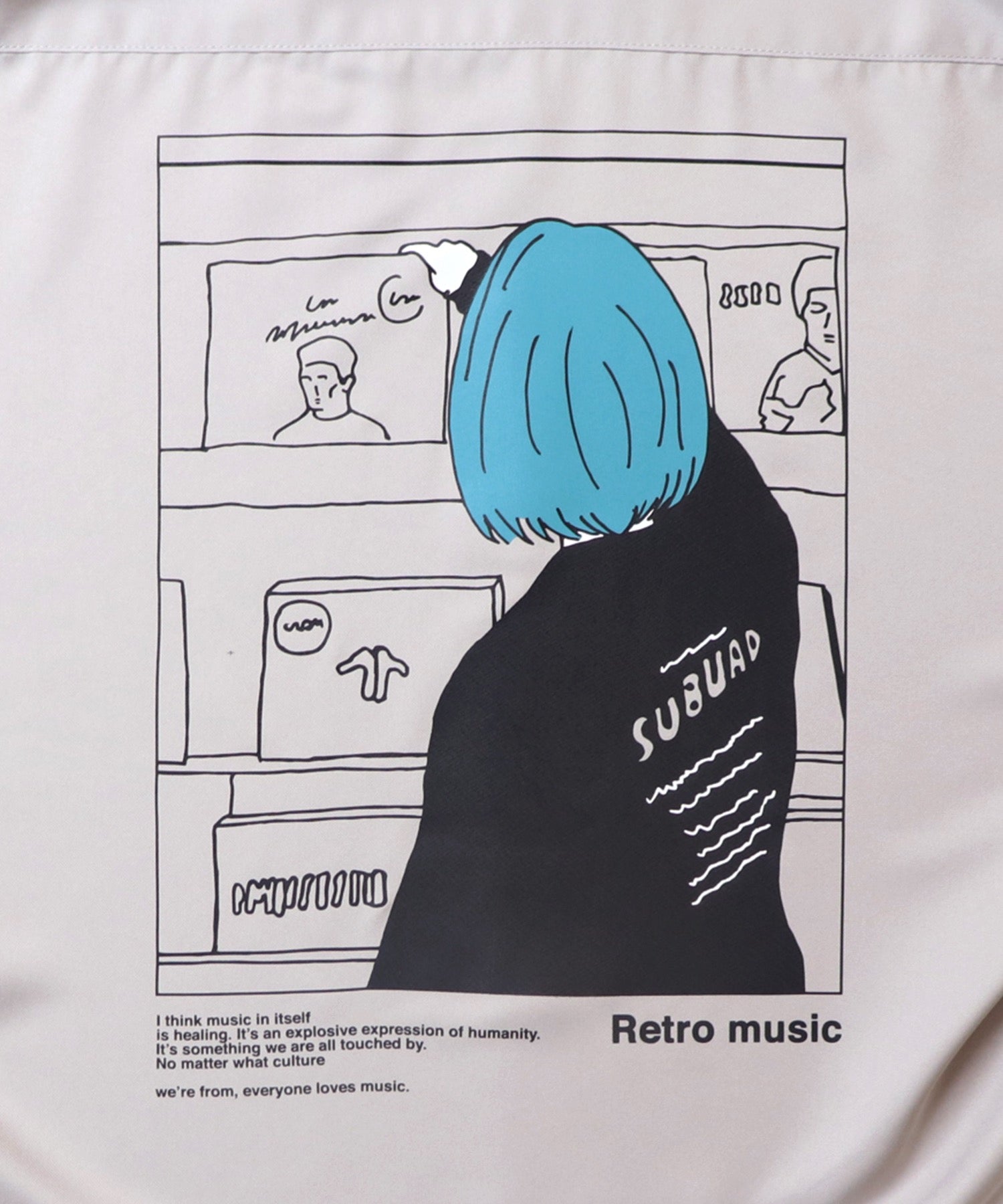 25SS ビッグシルエット レコードガール イラストバックプリントシャツ 長袖
