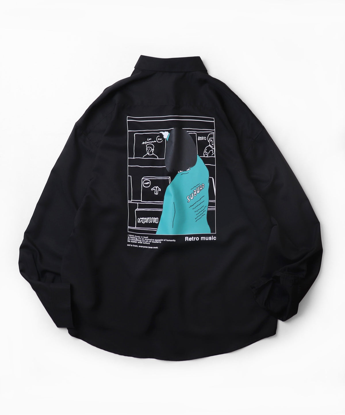 25SS ビッグシルエット レコードガール イラストバックプリントシャツ 長袖