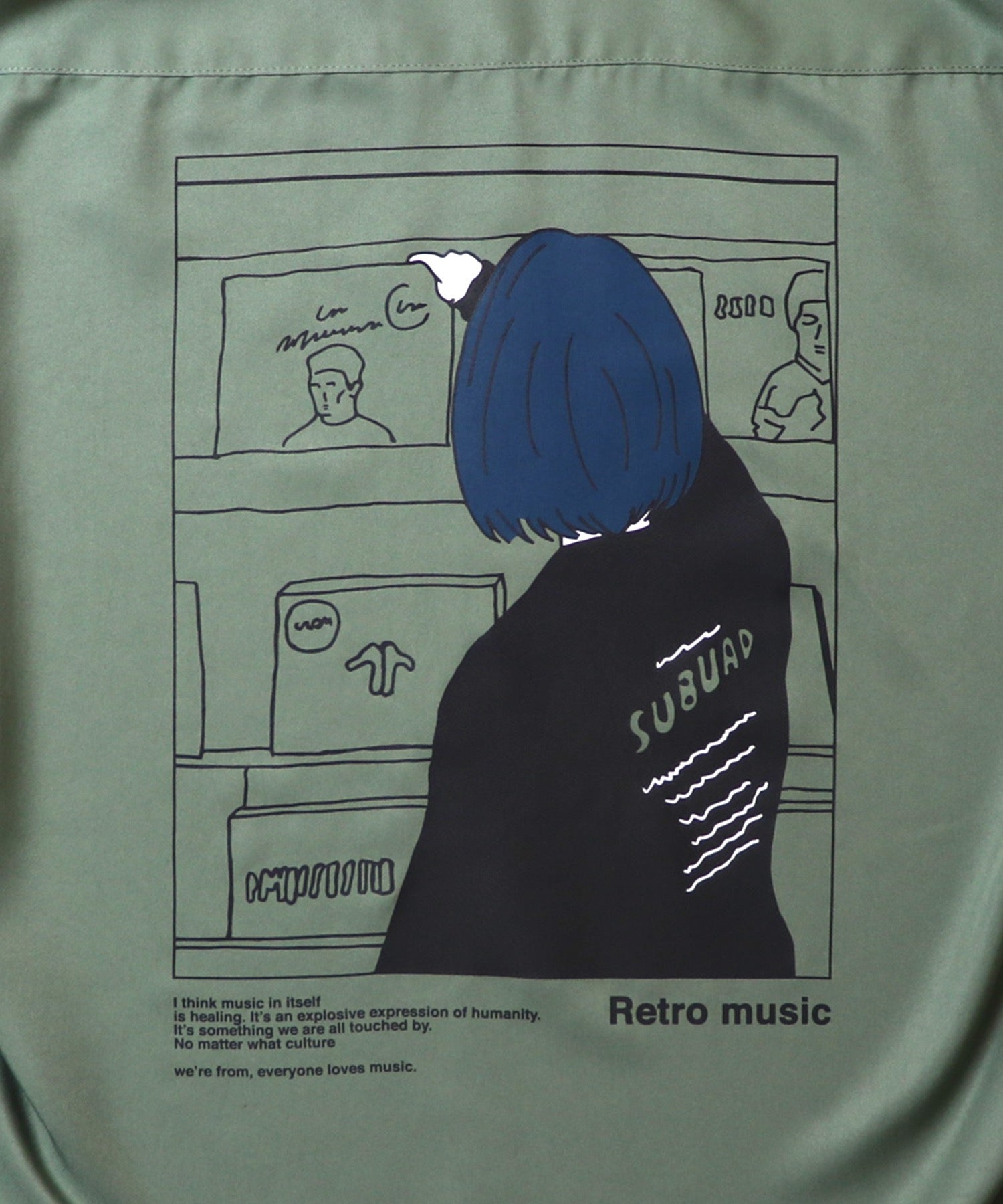 25SS ビッグシルエット レコードガール イラストバックプリントシャツ 長袖