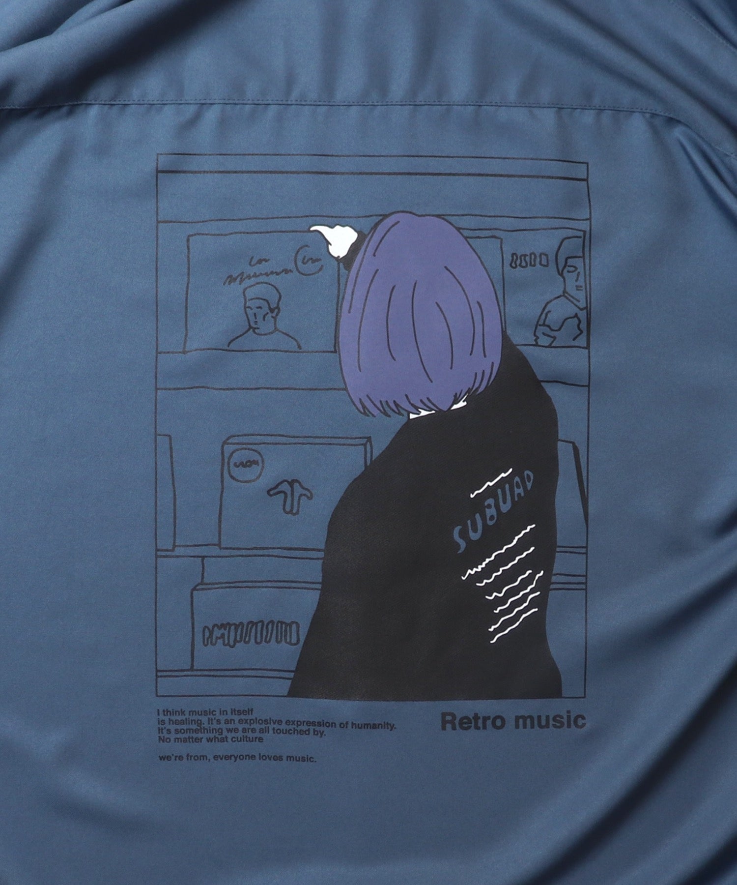 25SS ビッグシルエット レコードガール イラストバックプリントシャツ 長袖