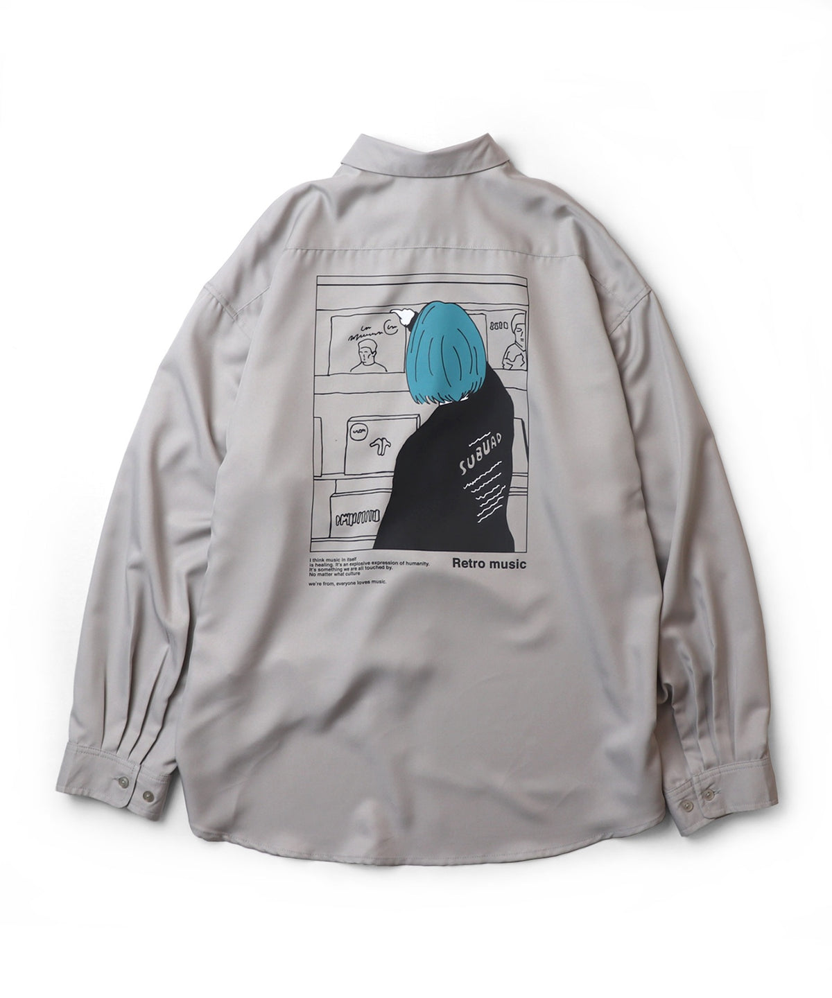 25SS ビッグシルエット レコードガール イラストバックプリントシャツ 長袖