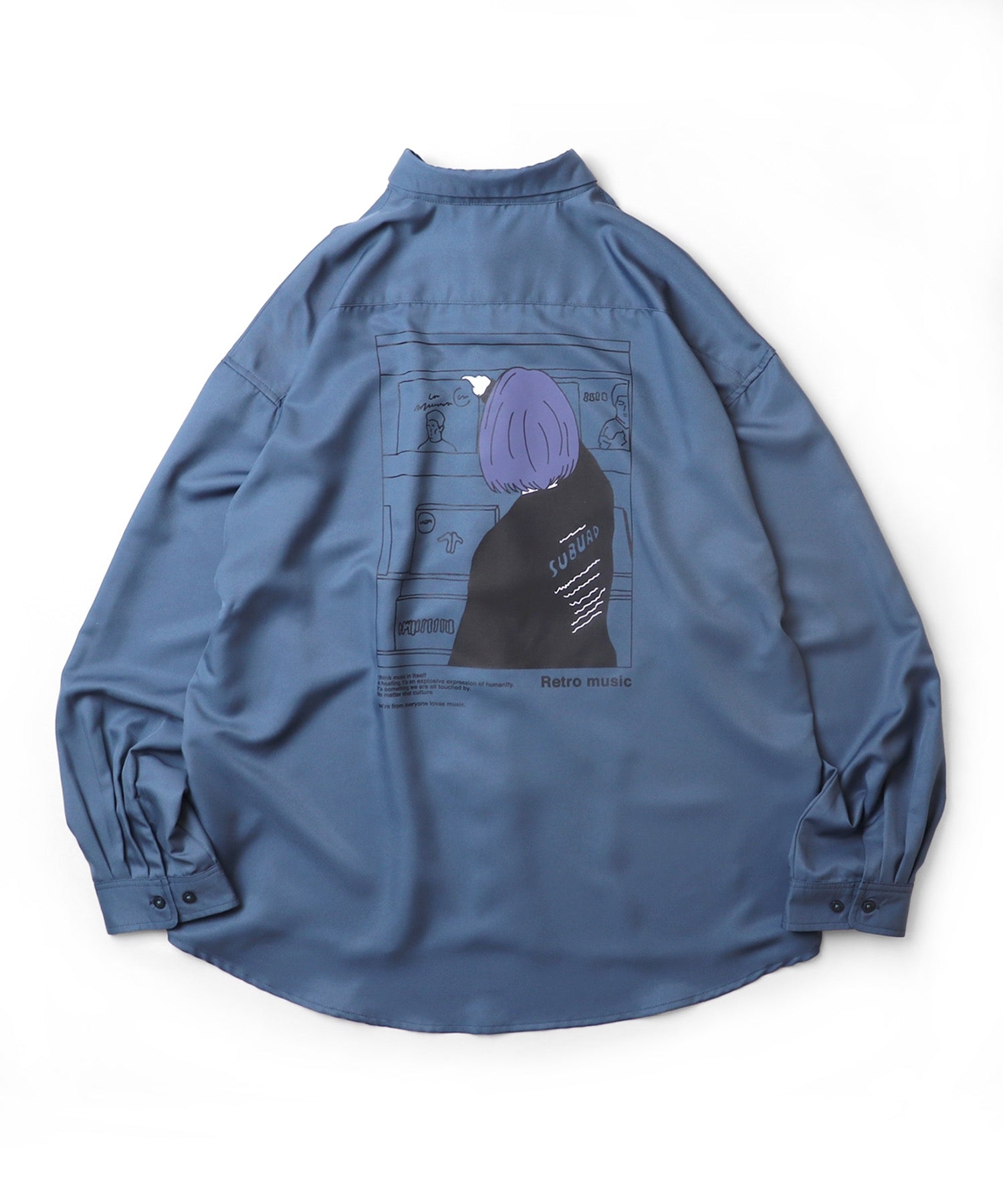 25SS ビッグシルエット レコードガール イラストバックプリントシャツ 長袖