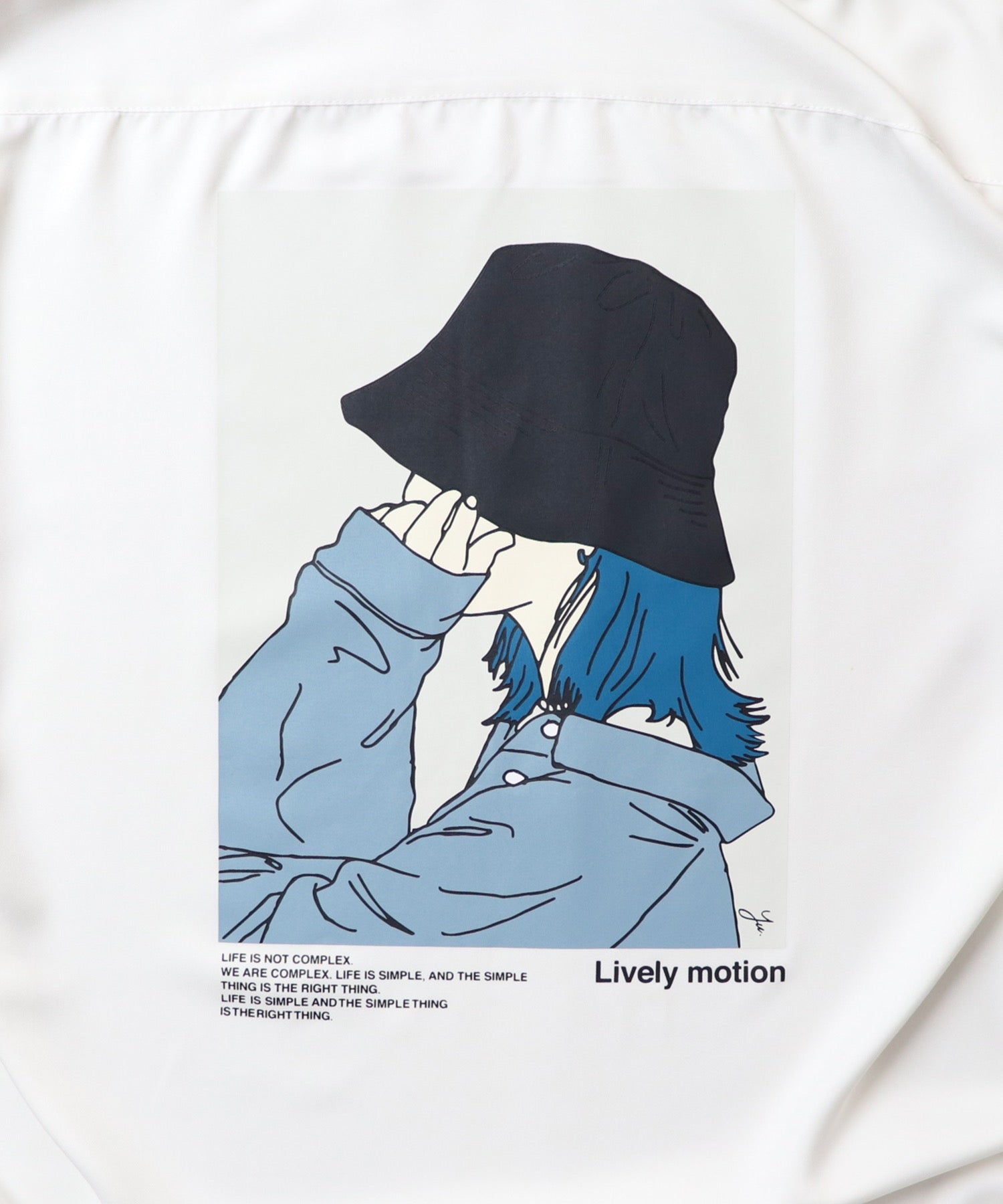 25SS ビッグシルエット バケットガール イラストバックプリントシャツ 長袖