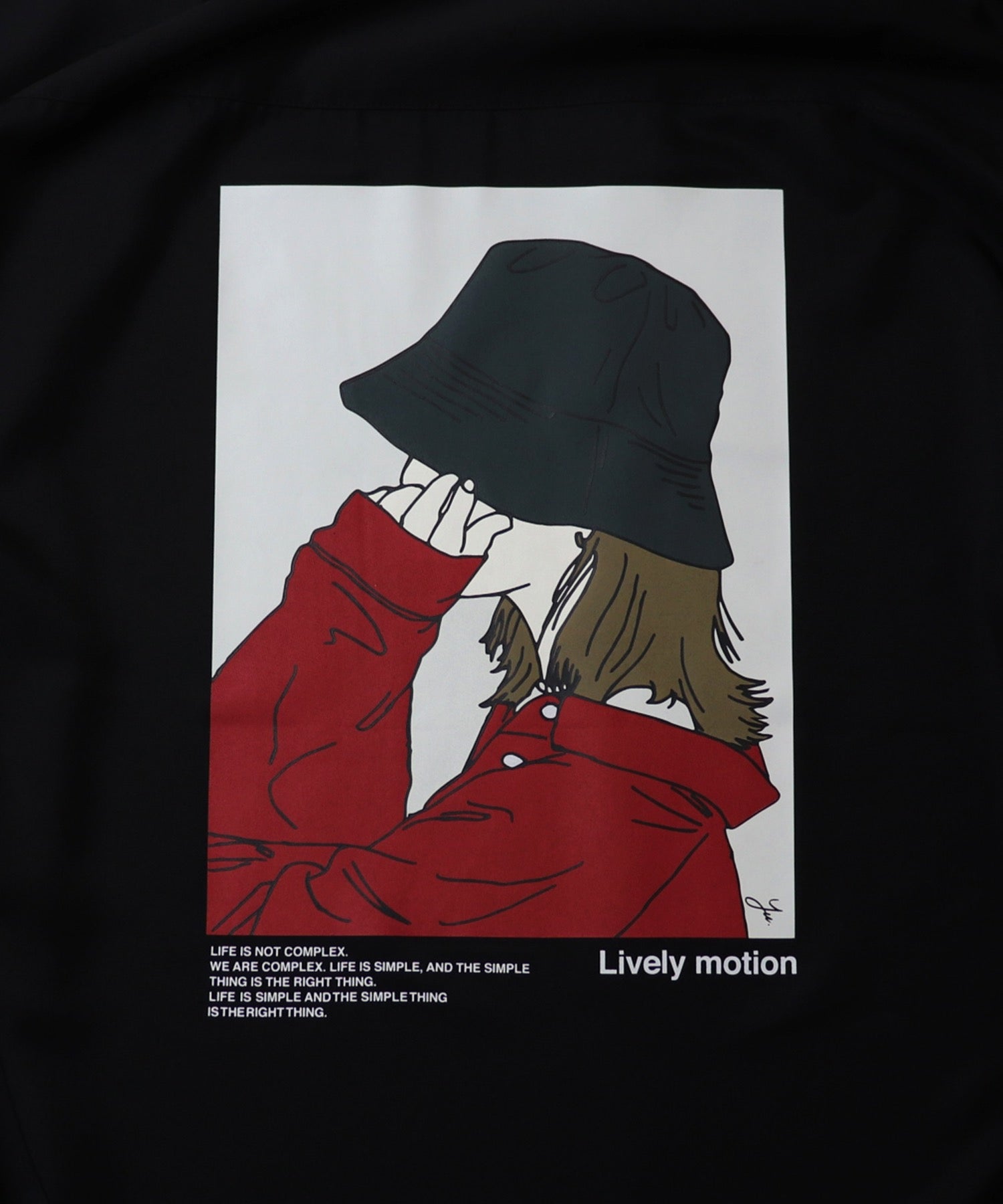 25SS ビッグシルエット バケットガール イラストバックプリントシャツ 長袖