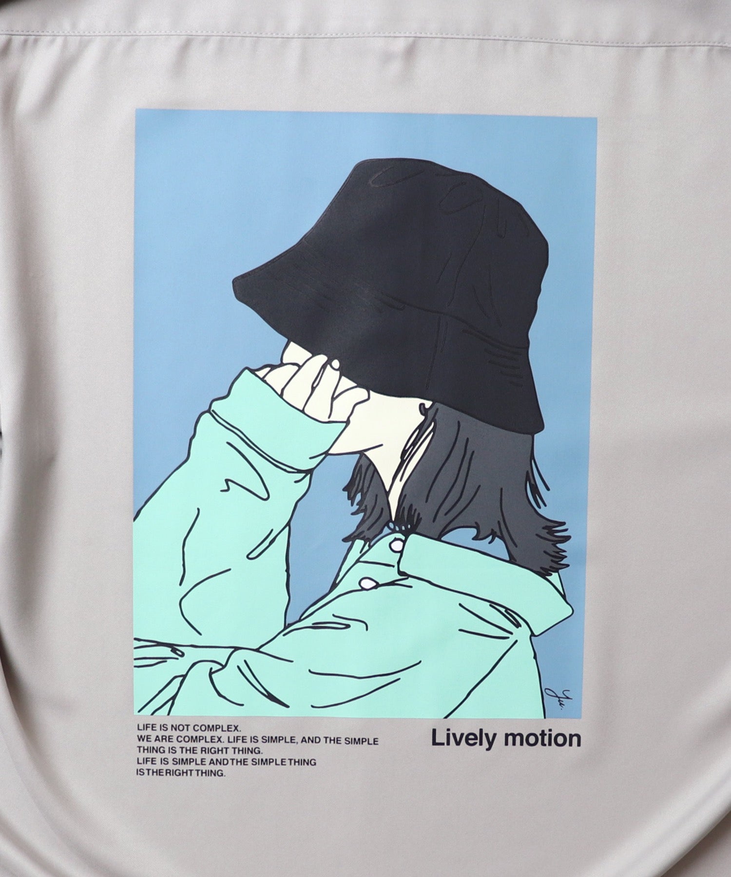 25SS ビッグシルエット バケットガール イラストバックプリントシャツ 長袖